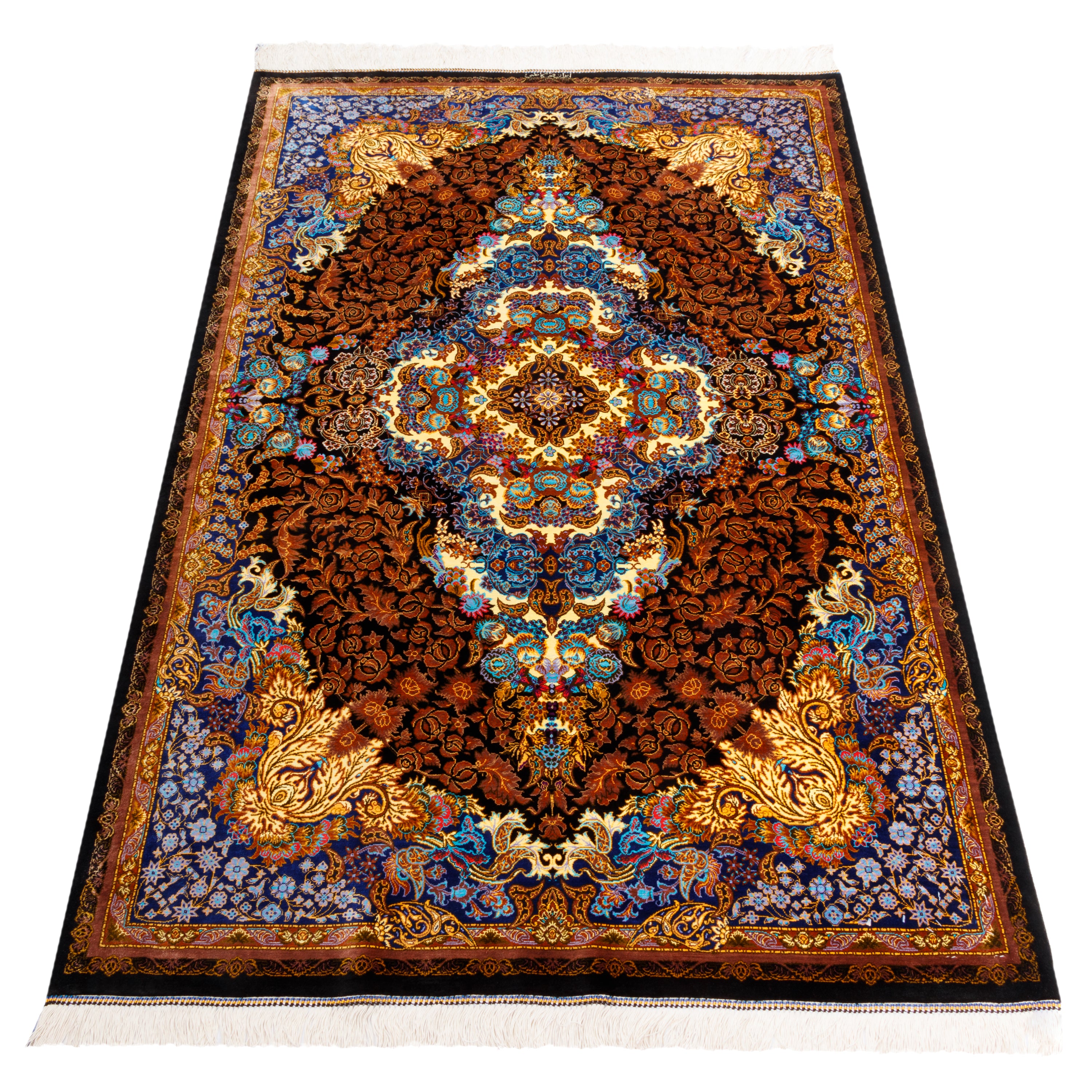 Qom Handmade Carpet — Lachak Toranj | Full Silk | 90 × 150 cm | SKU 10100161