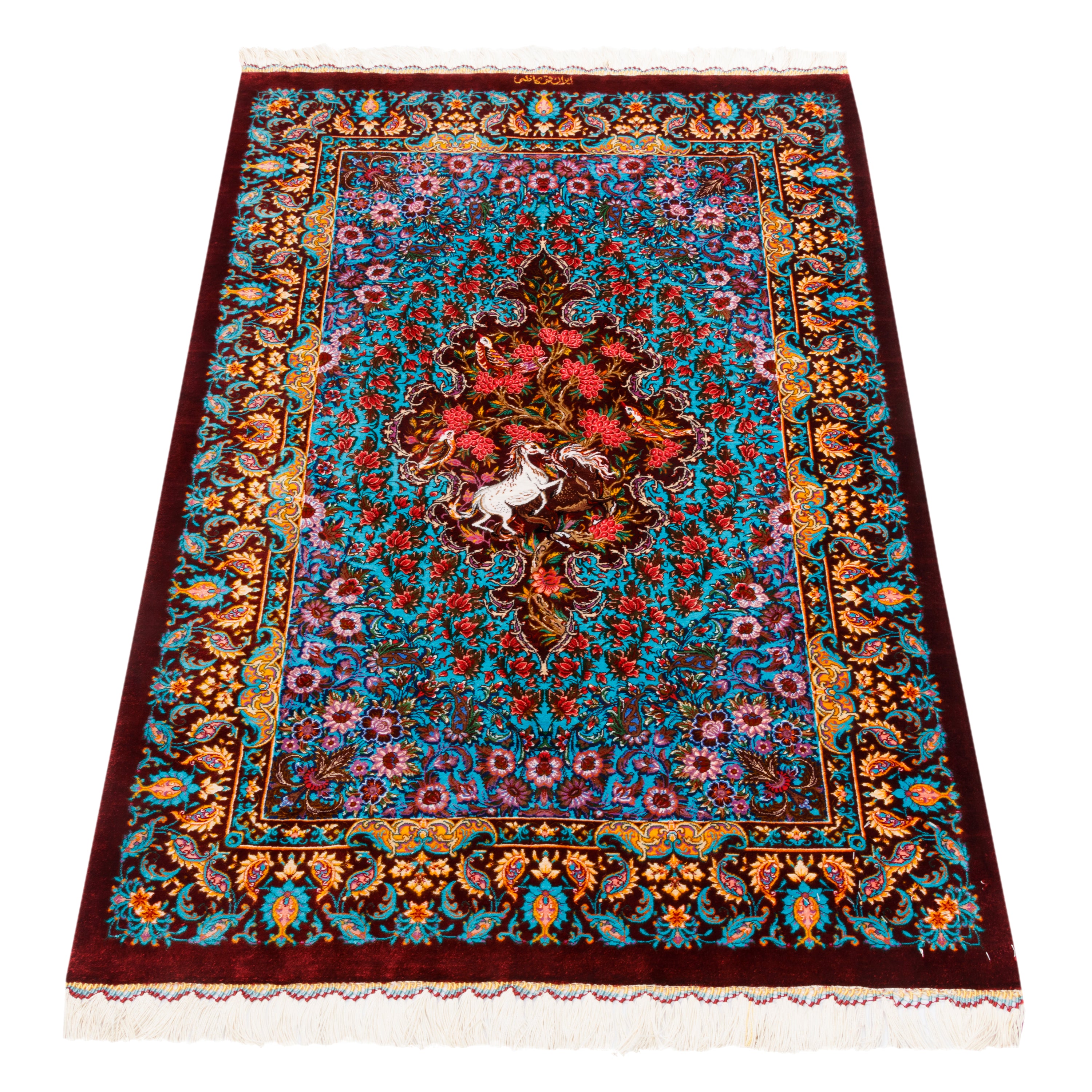 Qom Handmade Carpet — Lachak Toranj | Full Silk | 78 × 120 cm | SKU 10000220