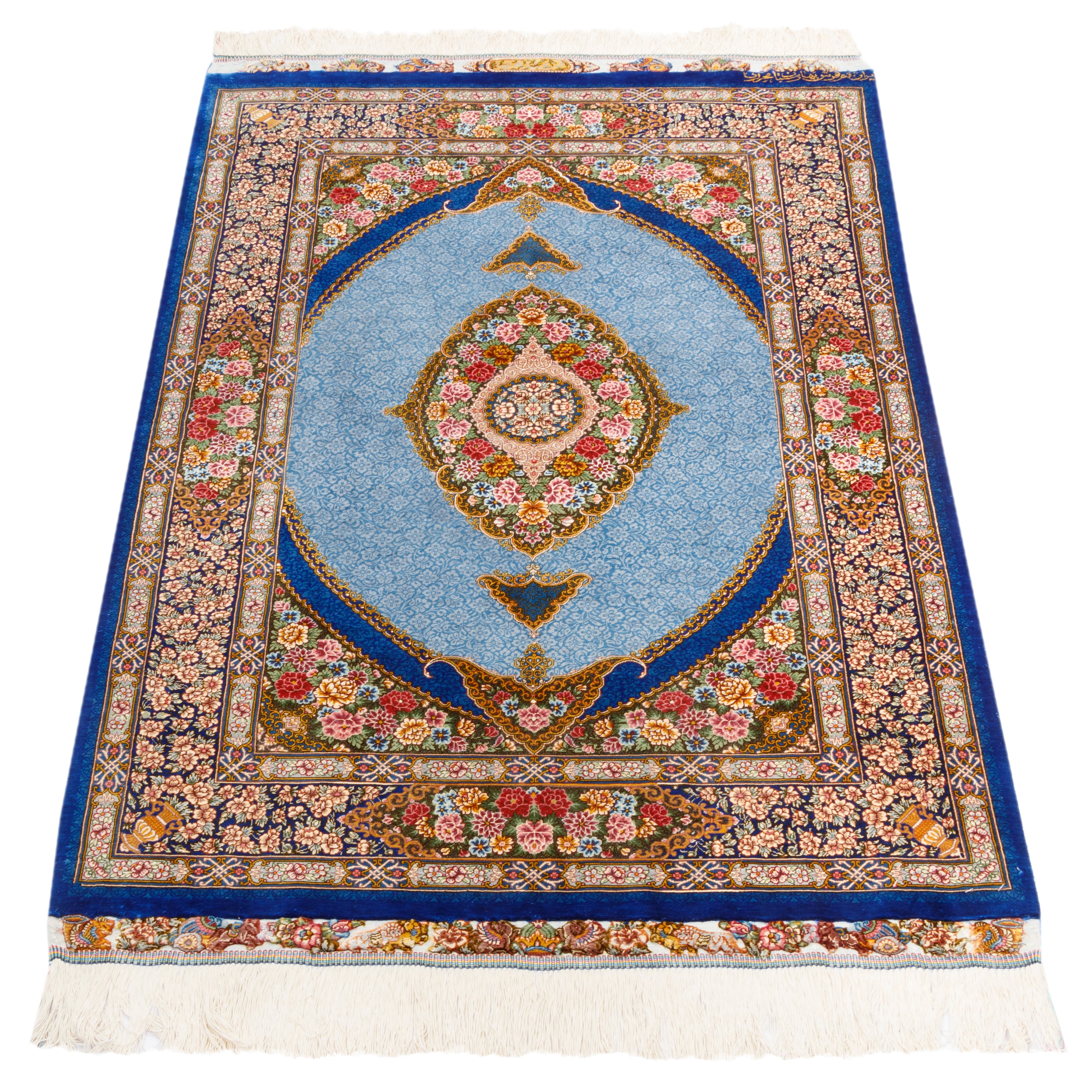 Qom Handmade Carpet — Lachak Toranj | Full Silk | 80 × 120 cm | SKU 10000235