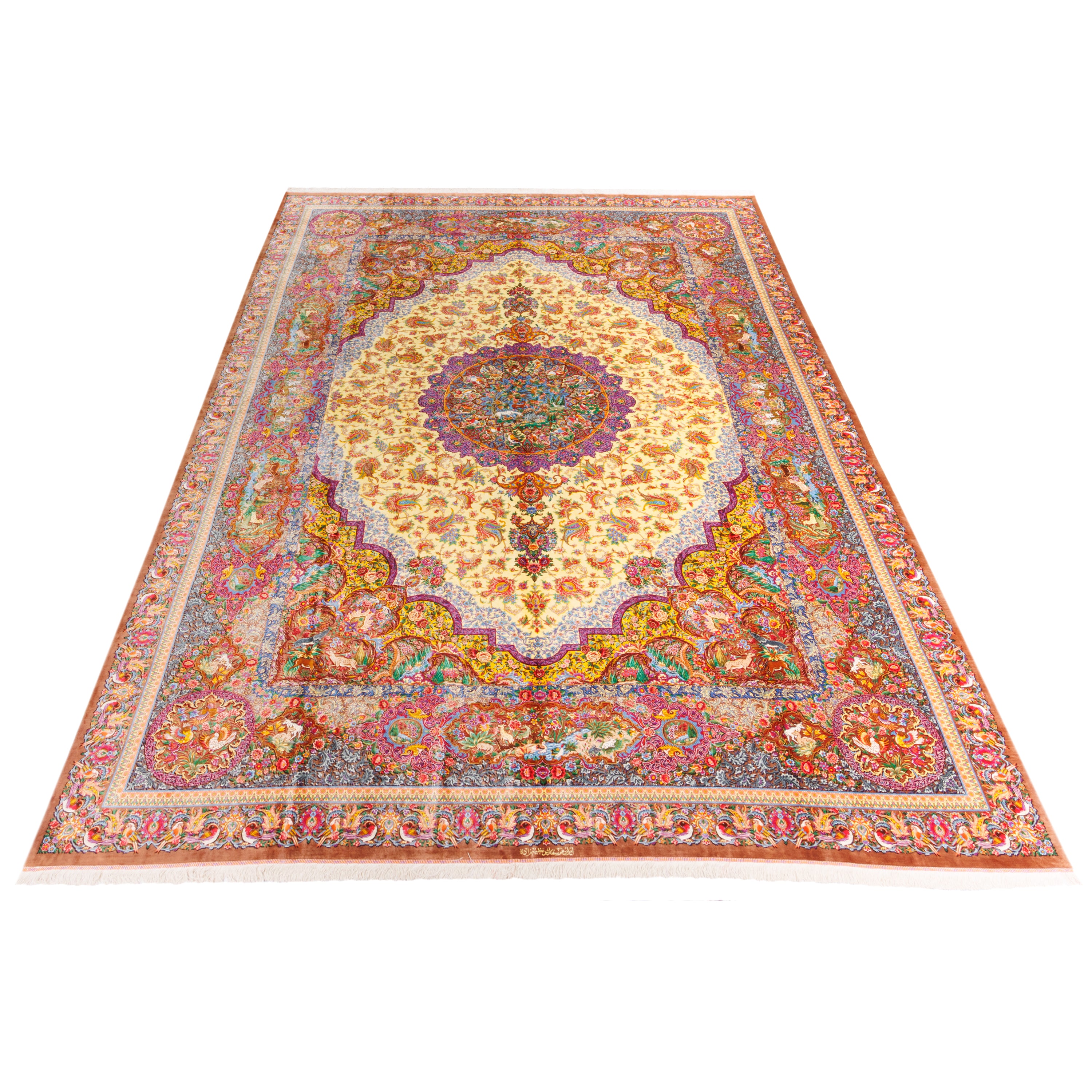Qom Handmade Carpet — Lachak Toranj | Full Silk | 341 × 497 cm | SKU 11600736