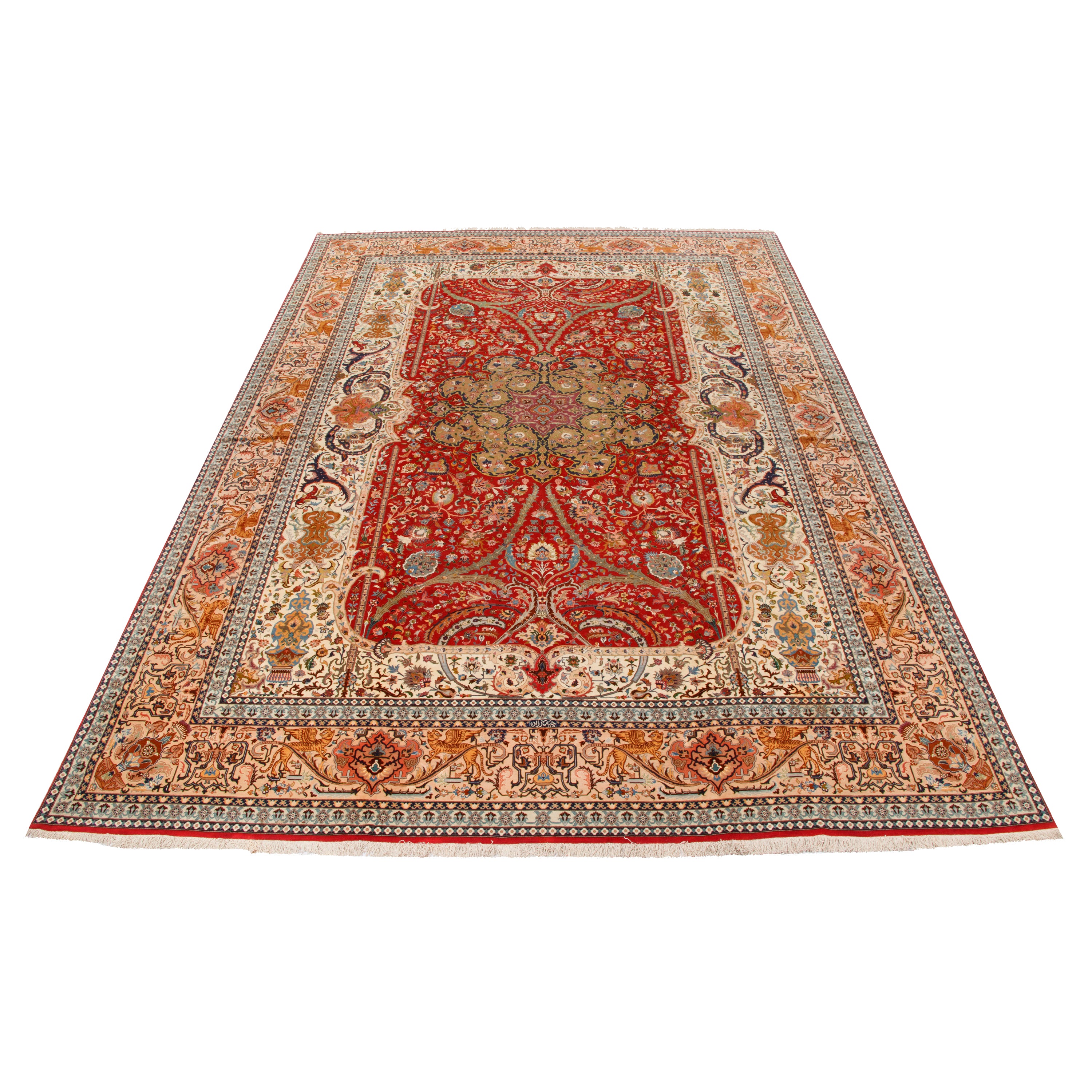 Tabriz Handmade Carpet — Toranj-dar | Wool / Silk Warp | 344 × 490 cm | SKU 11600147