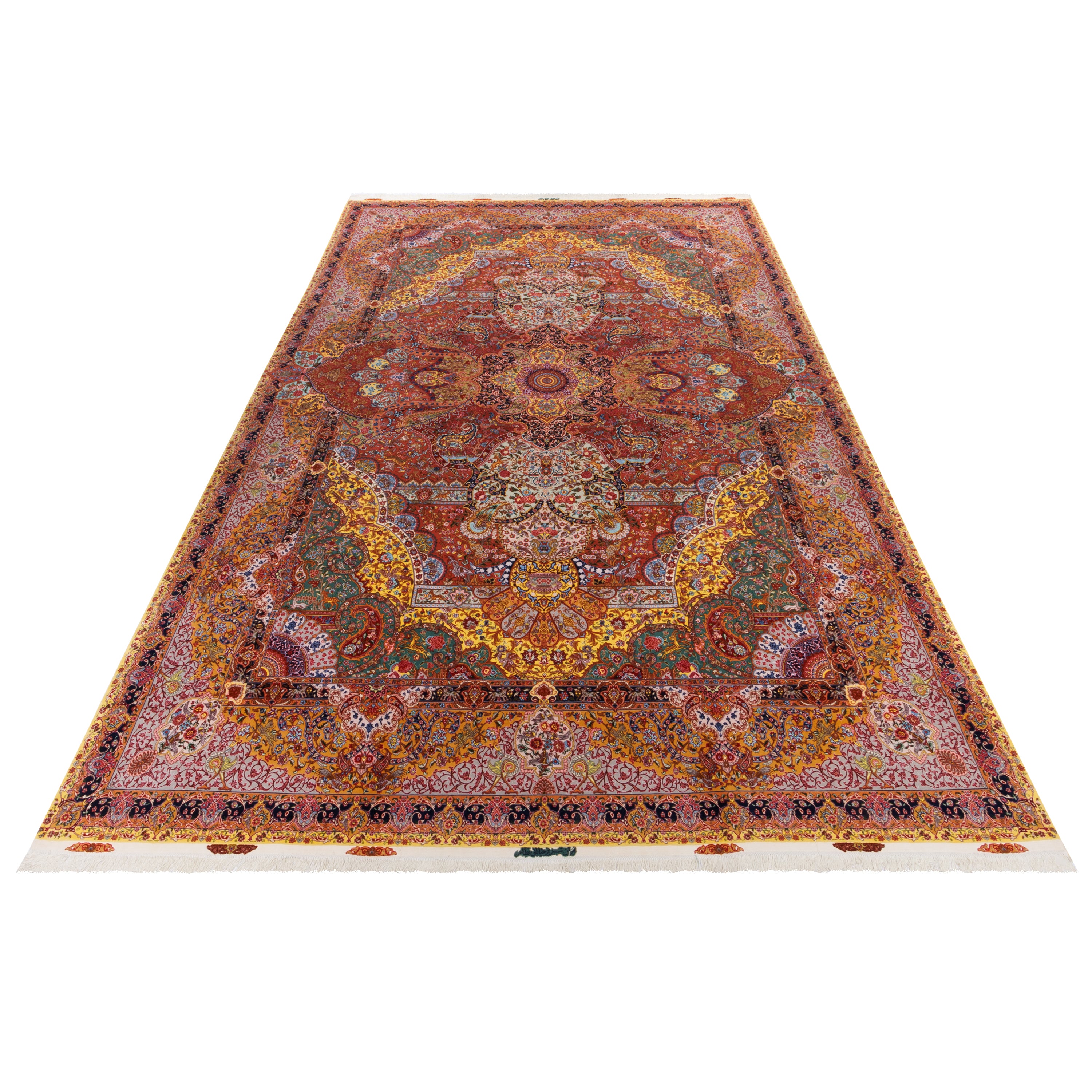 Tabriz Handmade Carpet — Lachak Toranj | Silk Pile / Silk Warp | 395 × 605 cm | SKU 12300724