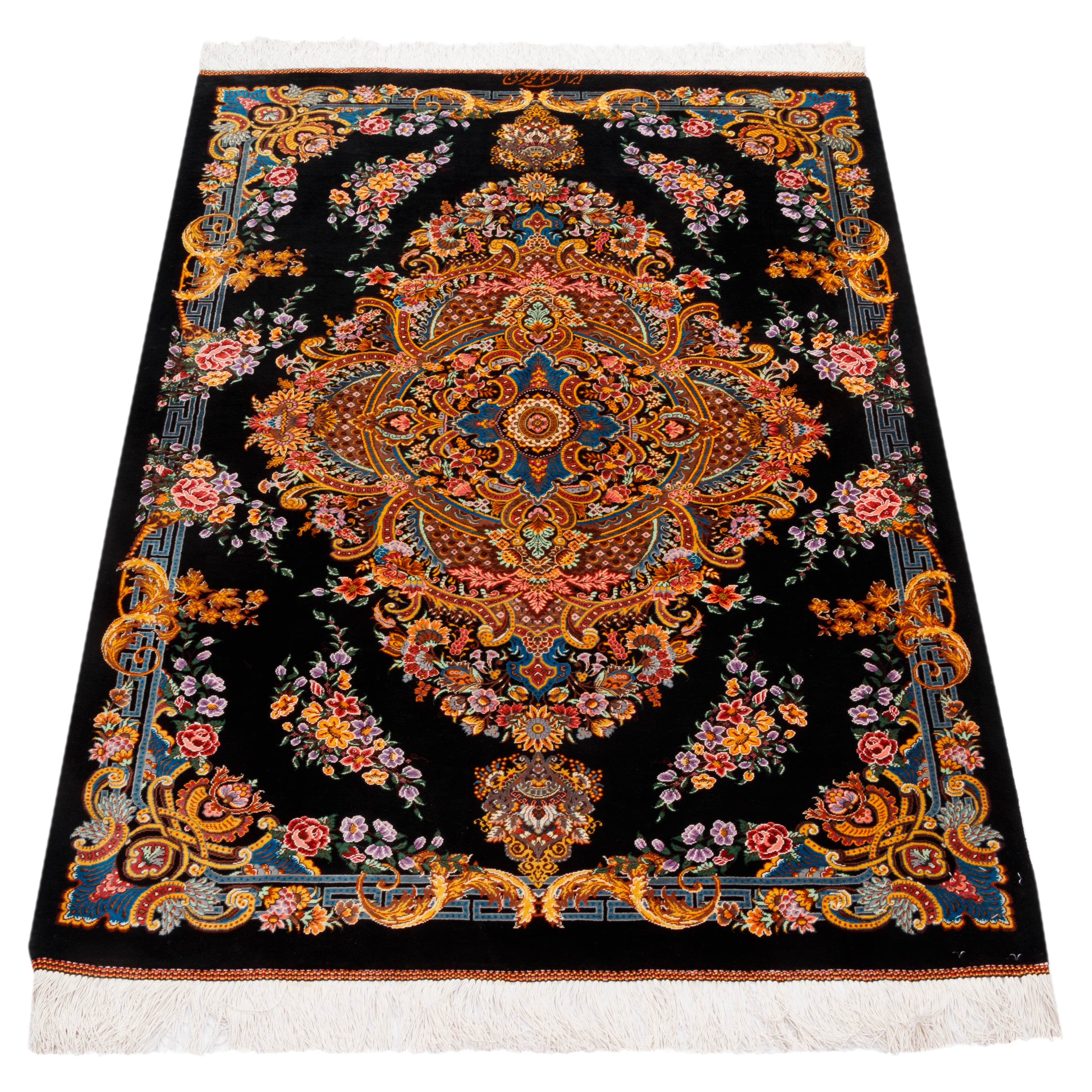 Qom Handmade Carpet — Lachak Toranj | Full Silk | 80 × 120 cm | SKU 10000240