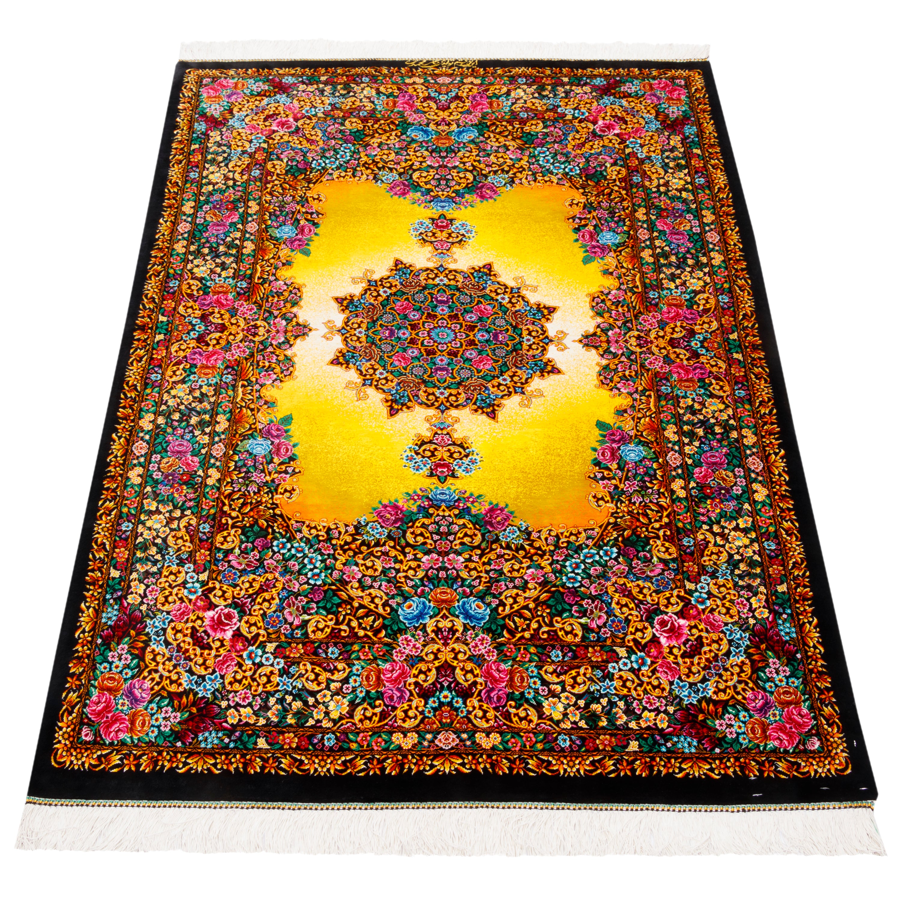 Qom Handmade Carpet — Kaf Sadeh | Full Silk | 100 × 152 cm | SKU 10100209