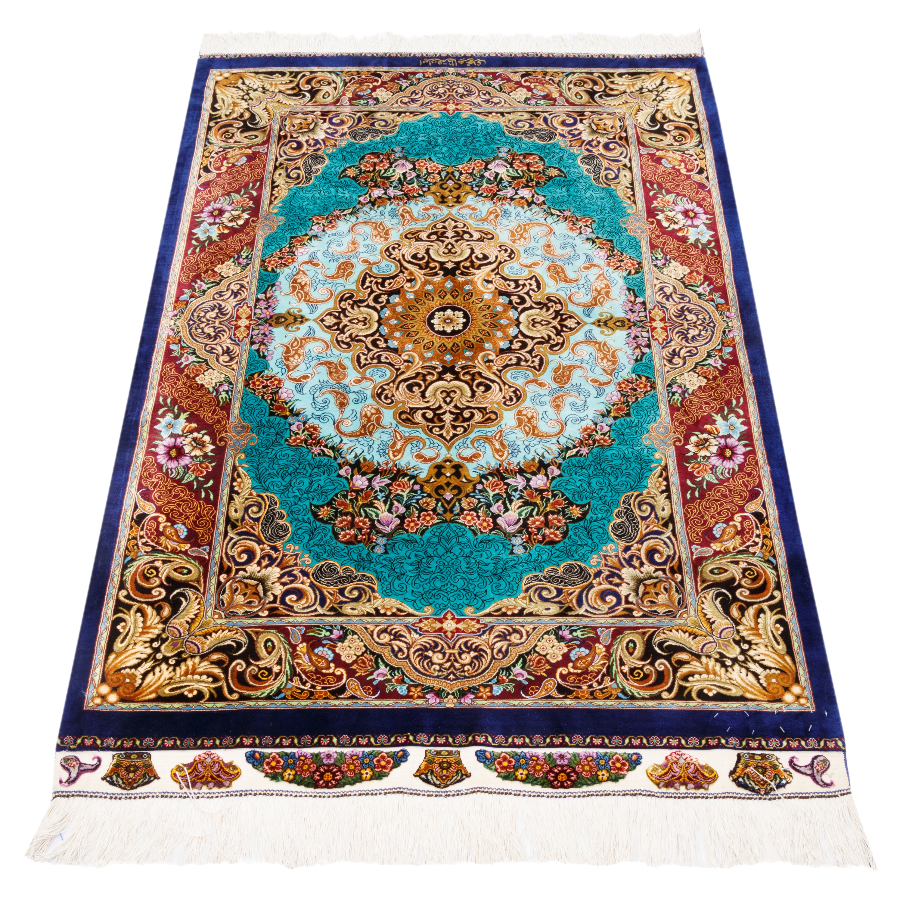 سجادة قم يدوية — لشك ترنج | حرير بالكامل | 80 × 120 سم | SKU 10000237