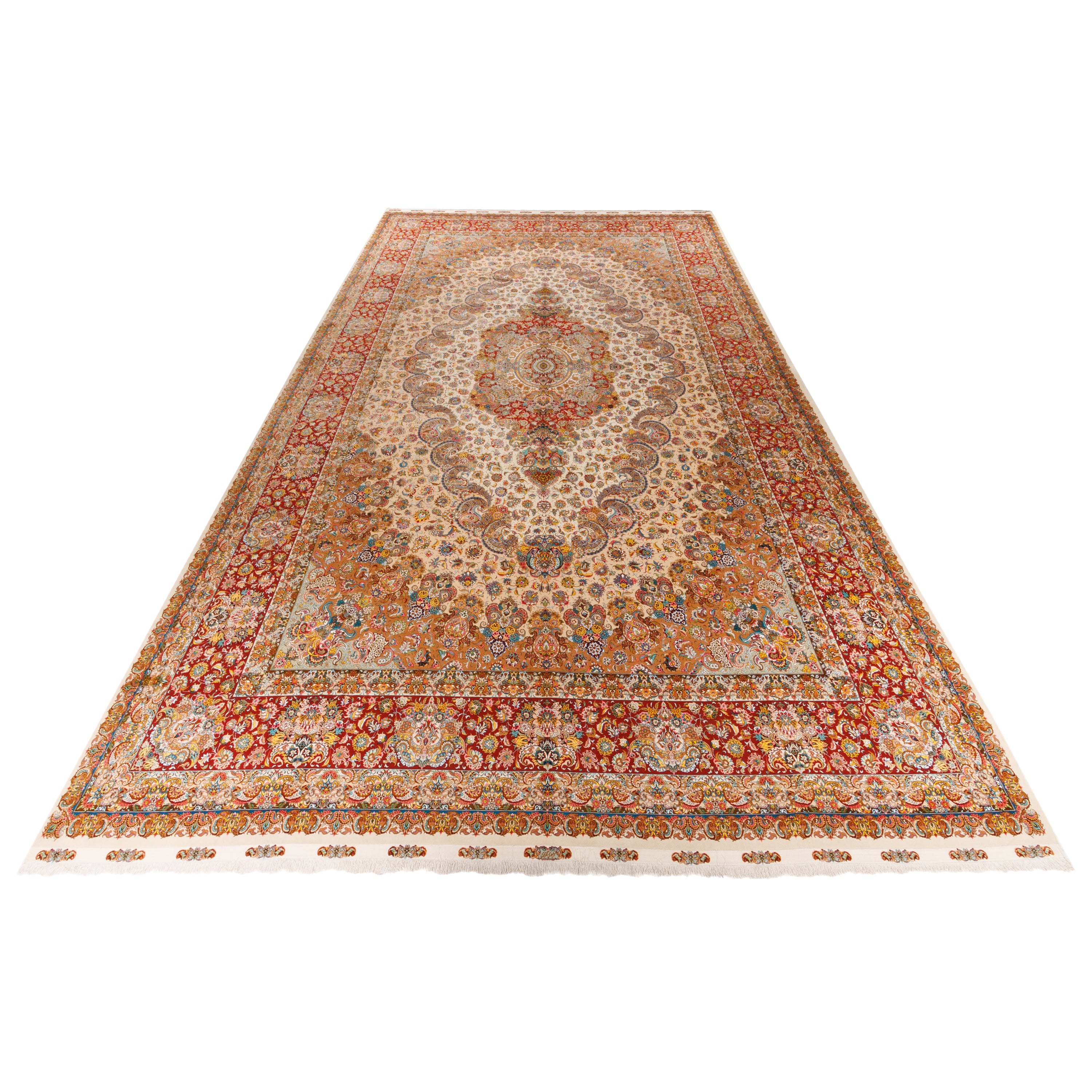 Tabriz Handmade Carpet — Lachak Toranj | Silk Pile / Silk Warp | 500 × 822 cm | SKU 14100760