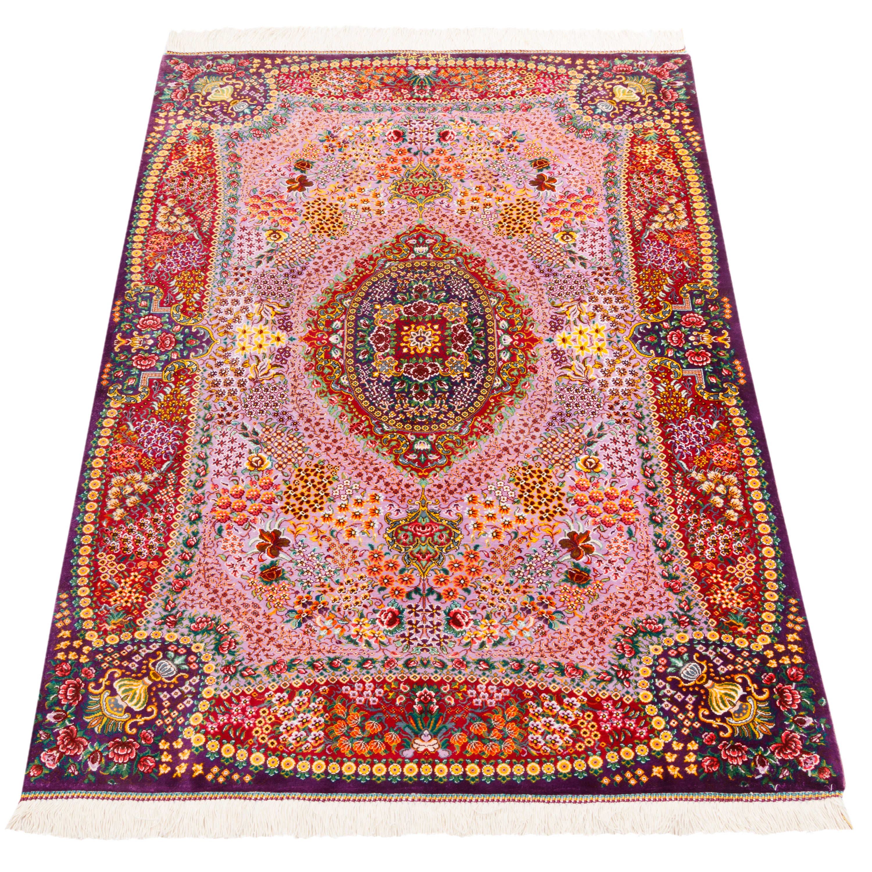 Qom Handmade Carpet — Lachak Toranj | Full Silk | 80 × 115 cm | SKU 10000227