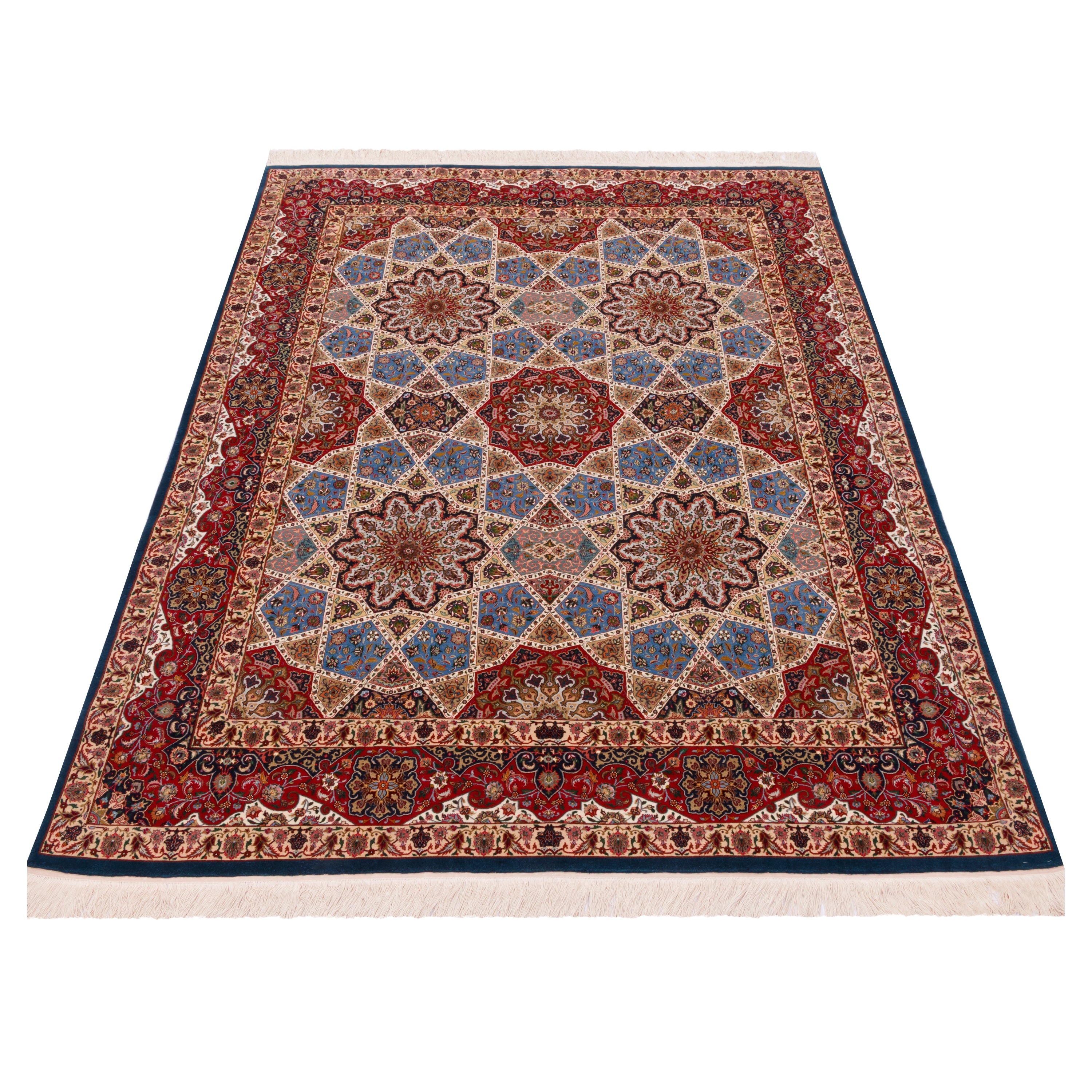 Isfahan Handmade Carpet — Gonbadi | Silk Pile / Silk Warp | 197 × 260 cm | SKU 10500070