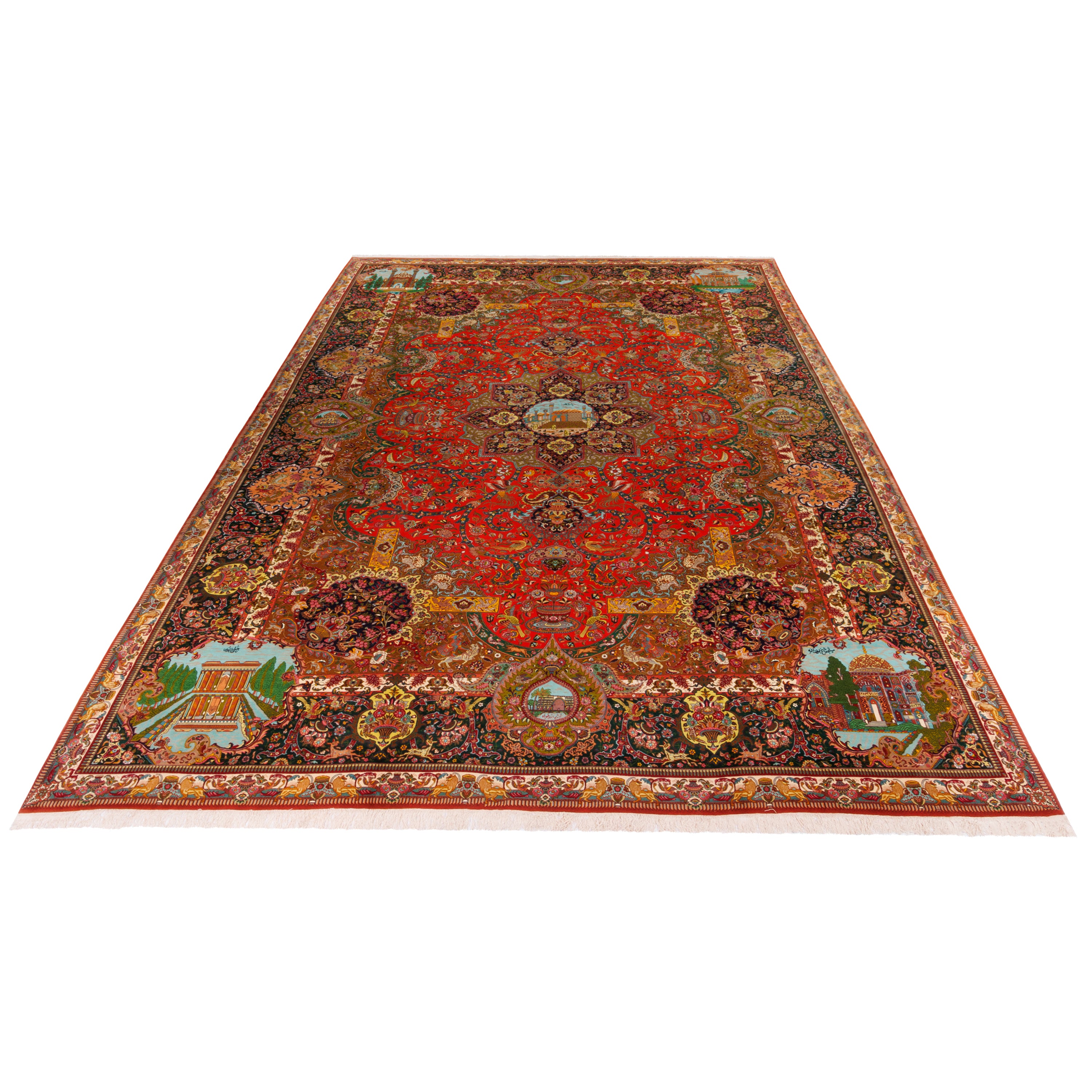Tabriz Handmade Carpet — Lachak Toranj | Silk Pile / Silk Warp | 403 × 590 cm | SKU 12300722