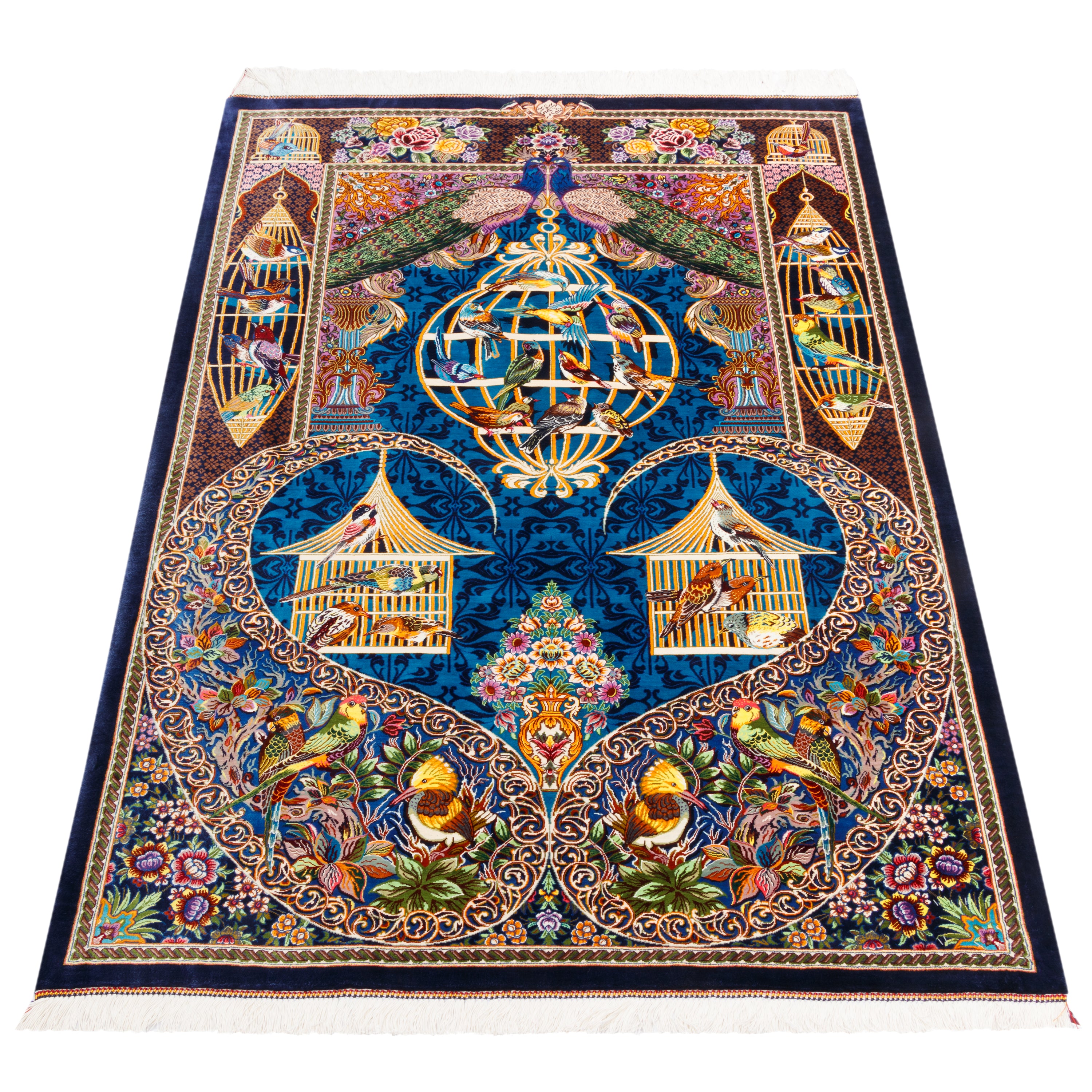 Qom Handmade Carpet — Sarasar | Full Silk | 100 × 146 cm | SKU 10100175