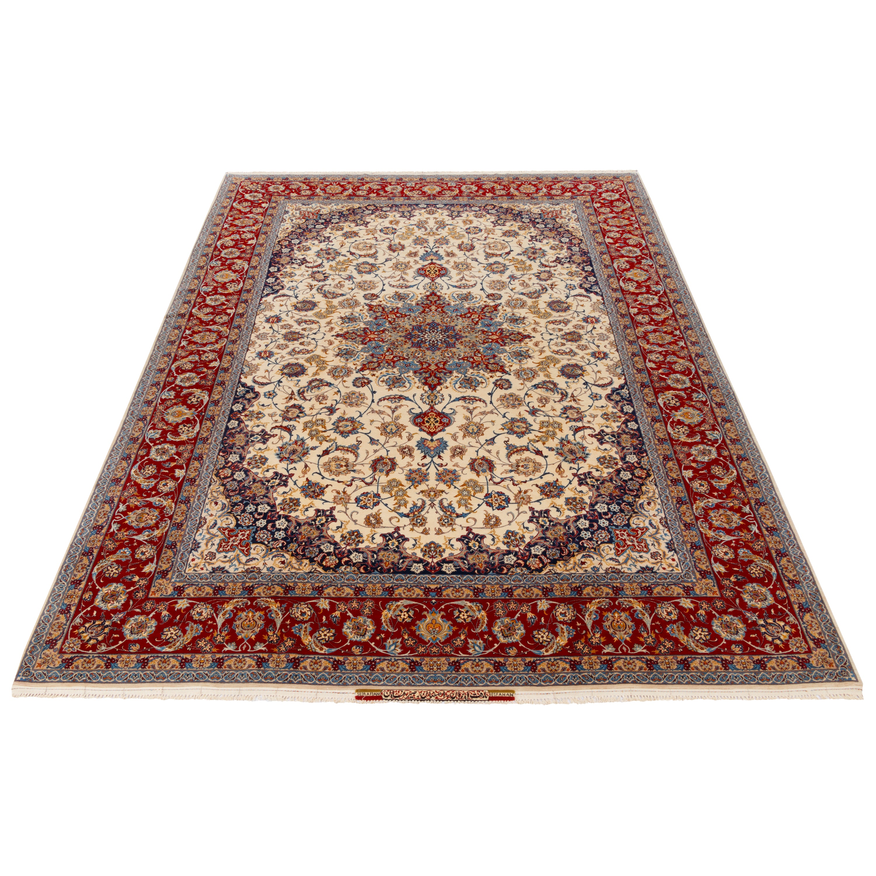 Isfahan Handmade Carpet — Lachak Toranj | Wool / Silk Warp | 268 × 403 cm | SKU 11000153