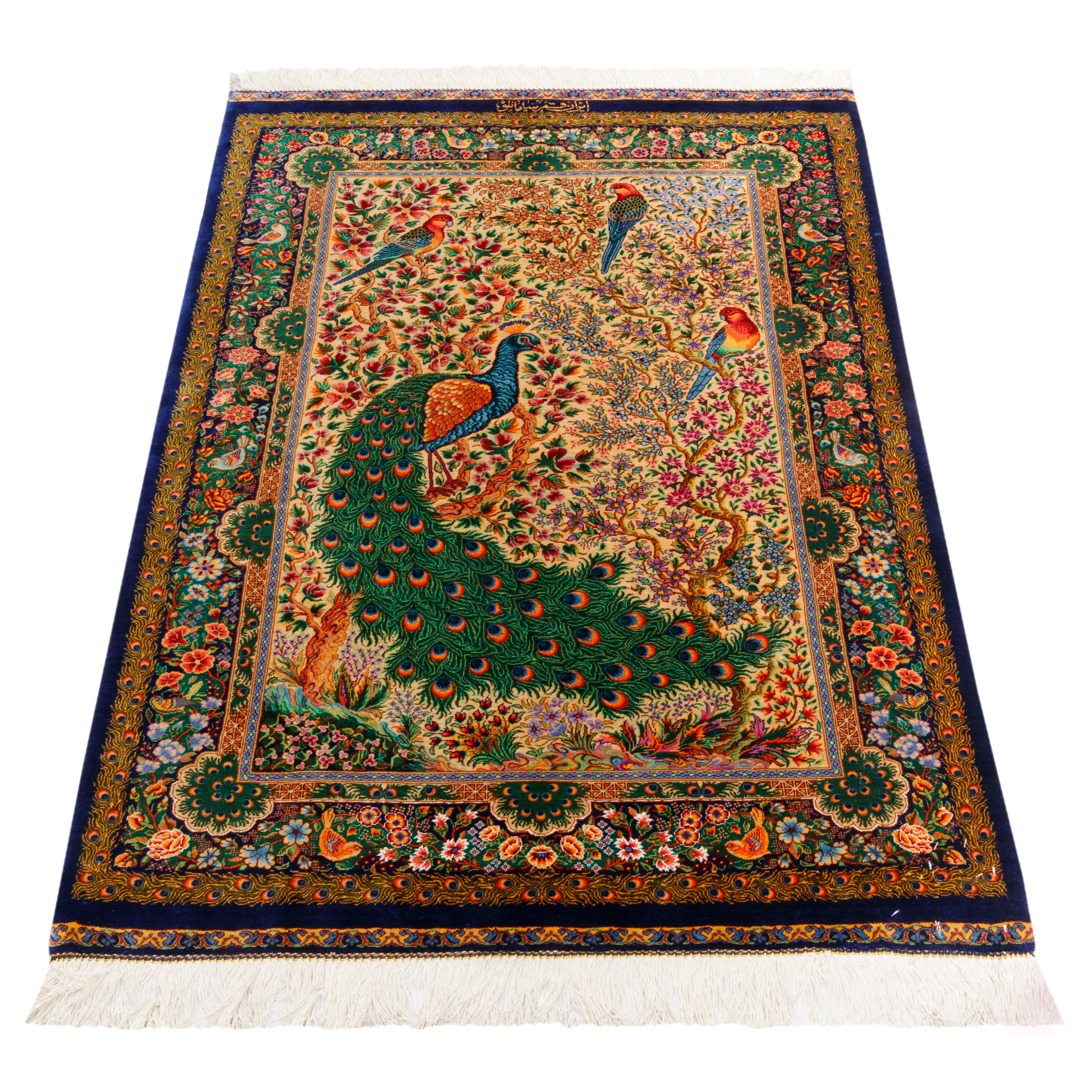 Qom Handmade Carpet — Sarasar | Full Silk | 80 × 124 cm | SKU 10100215