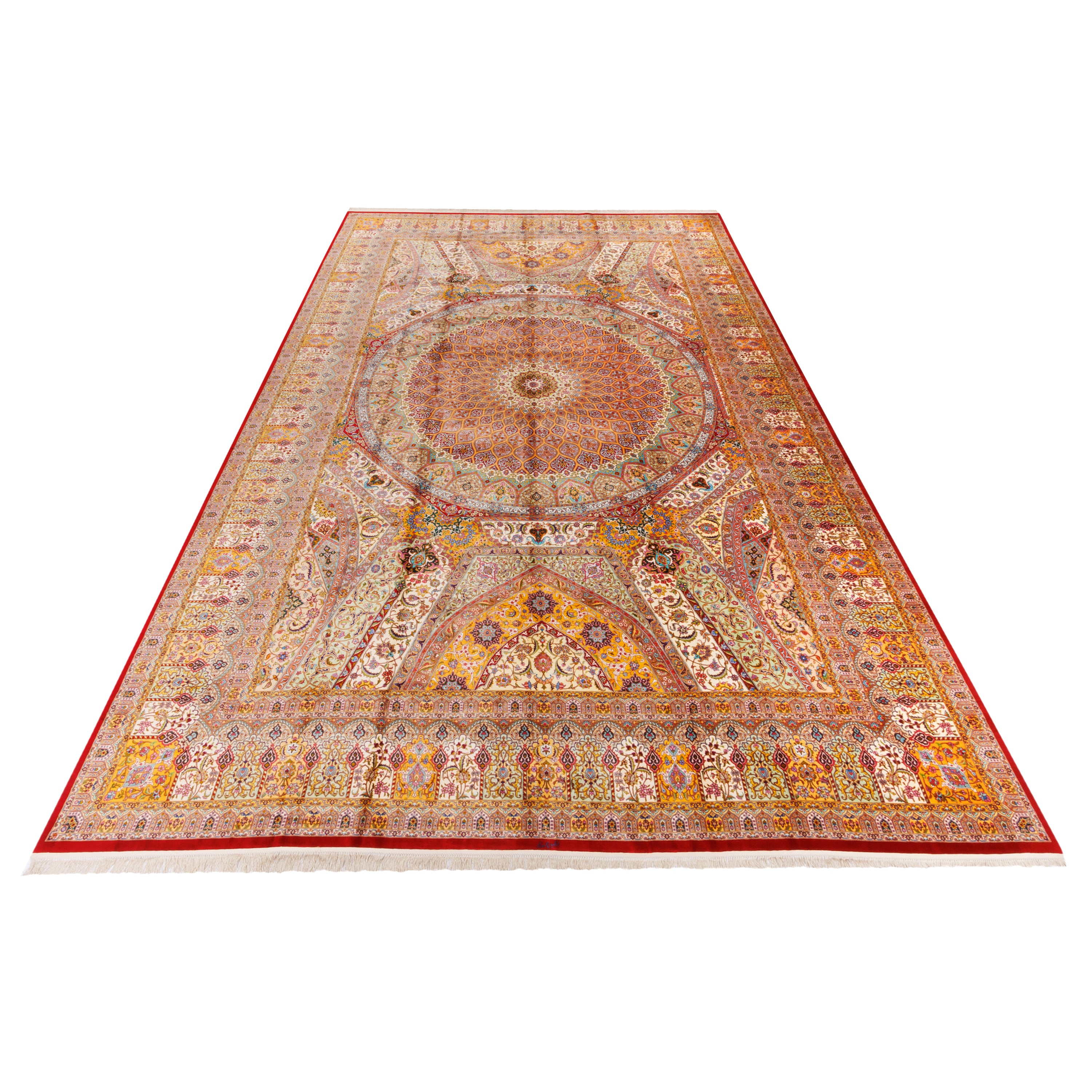 Qom Handmade Carpet — Gonbadi | Full Silk | 397 × 612 cm | SKU 12400749