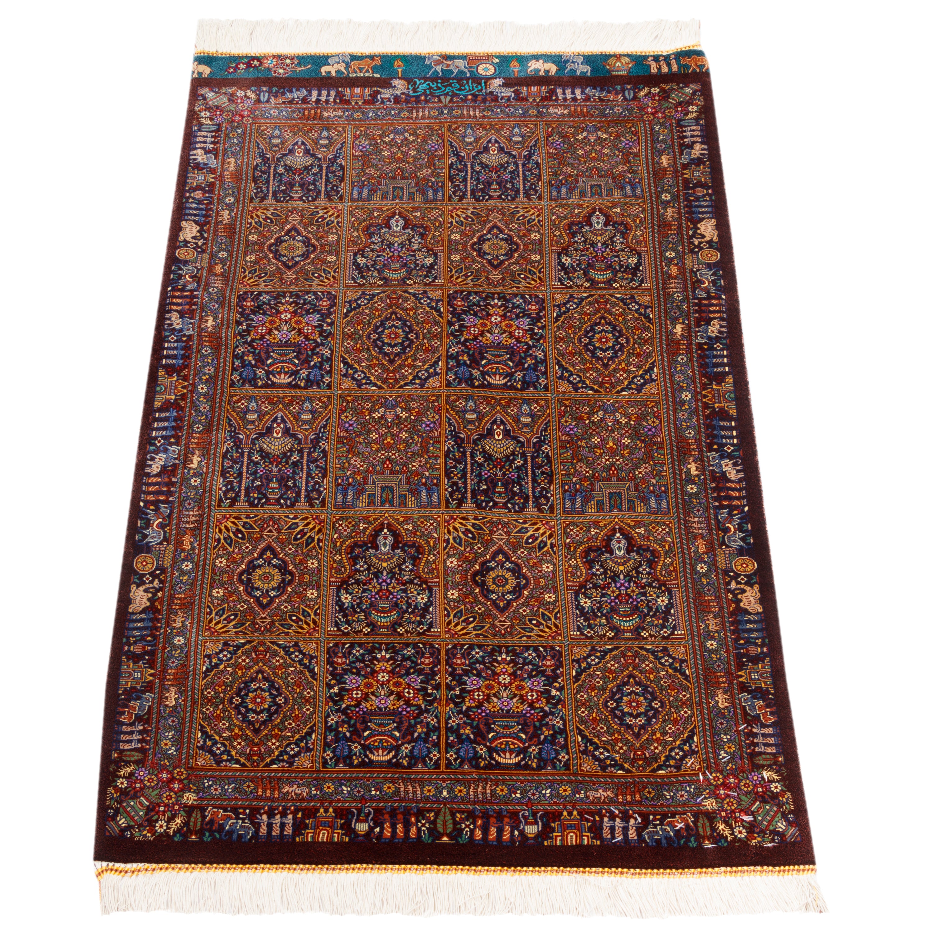 سجادة قم اليدوية - خشتي | حرير طبيعي بالكامل | 53 × 102 سم | SKU 10000253