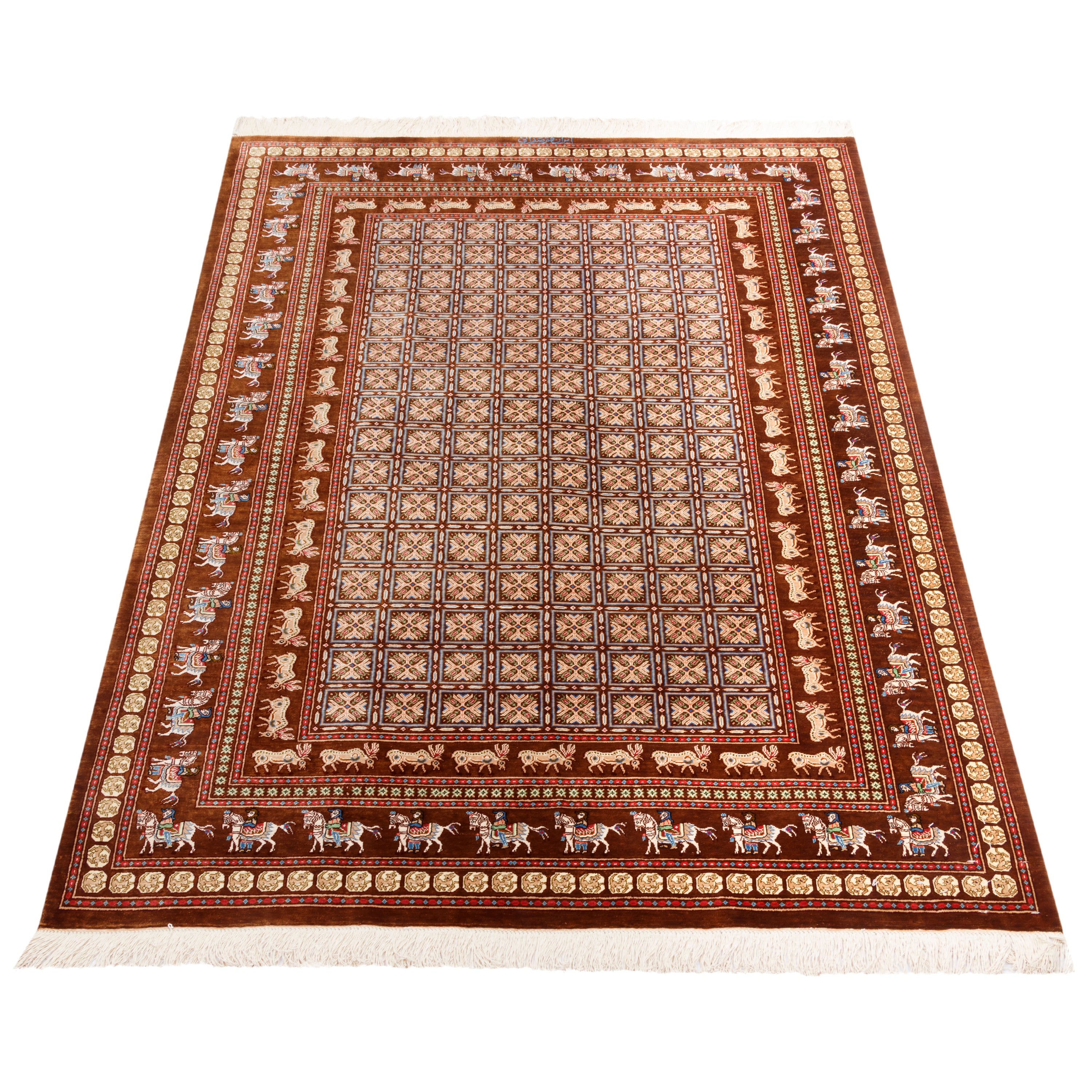 Qom Handmade Carpet — Sarasar | Full Silk | 98 × 140 cm | SKU 10100207