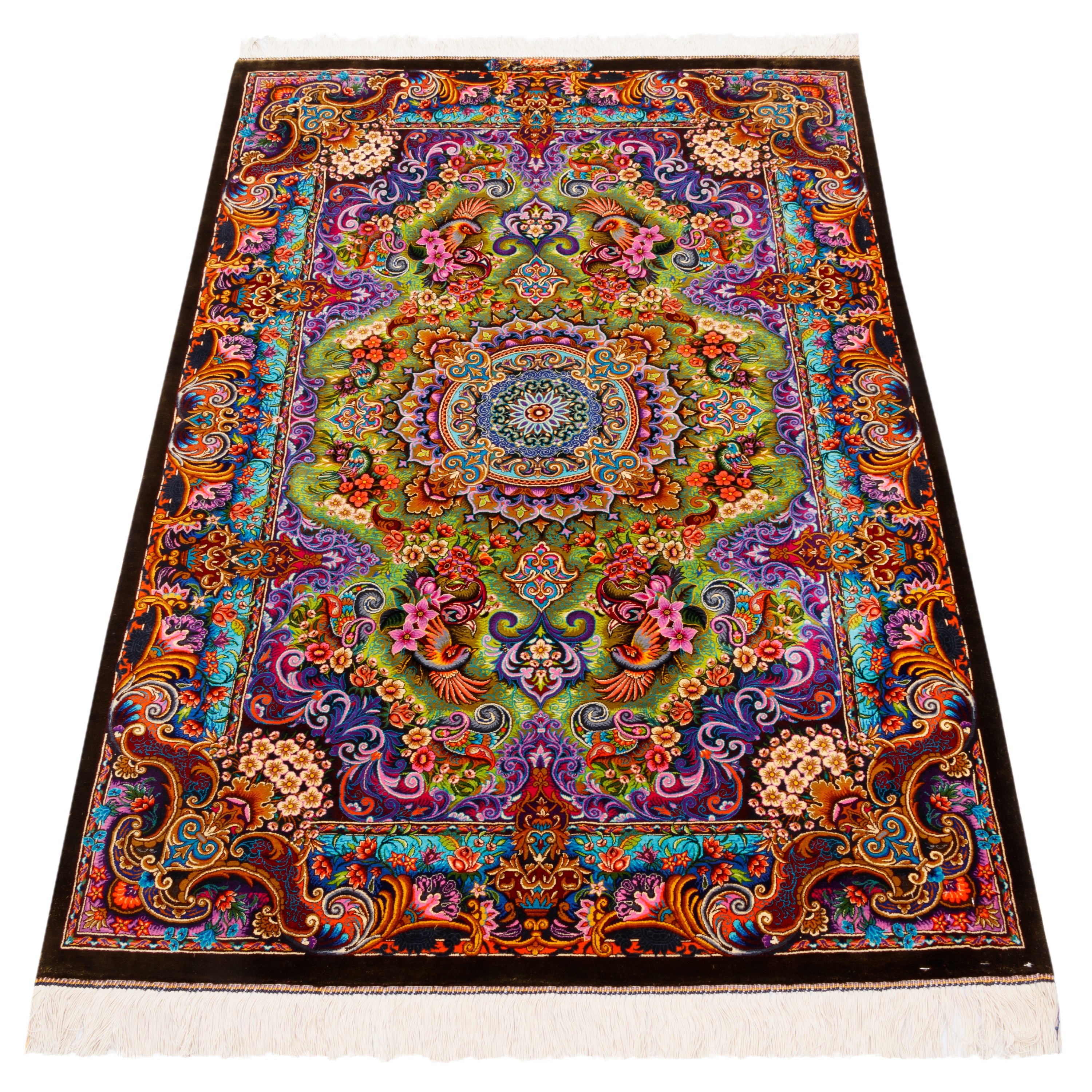 Qom Handmade Carpet — Lachak Toranj | Full Silk | 100 × 151 cm | SKU 10100190