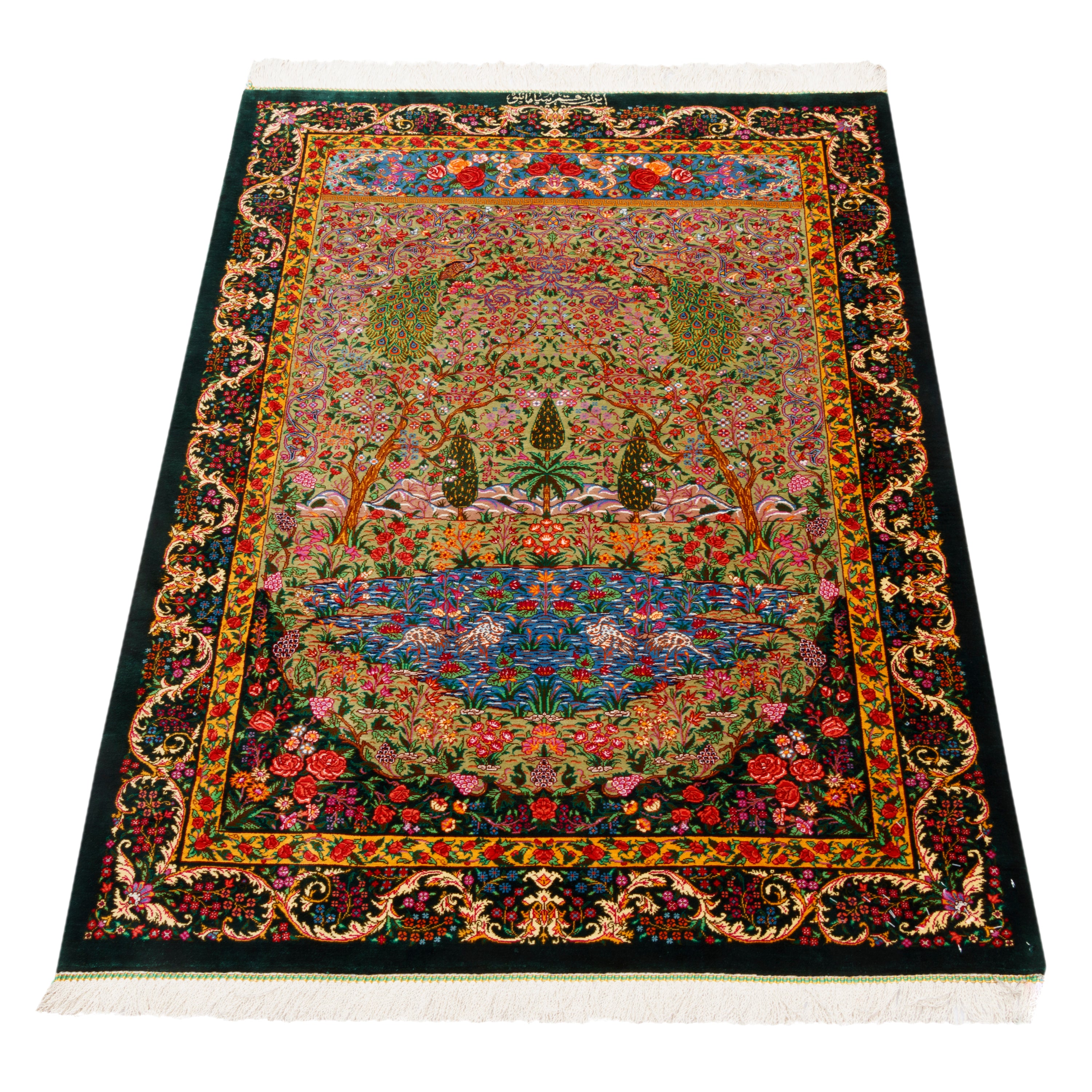 Qom Handmade Carpet — Sarasar | Full Silk | 80 × 120 cm | SKU 10000221