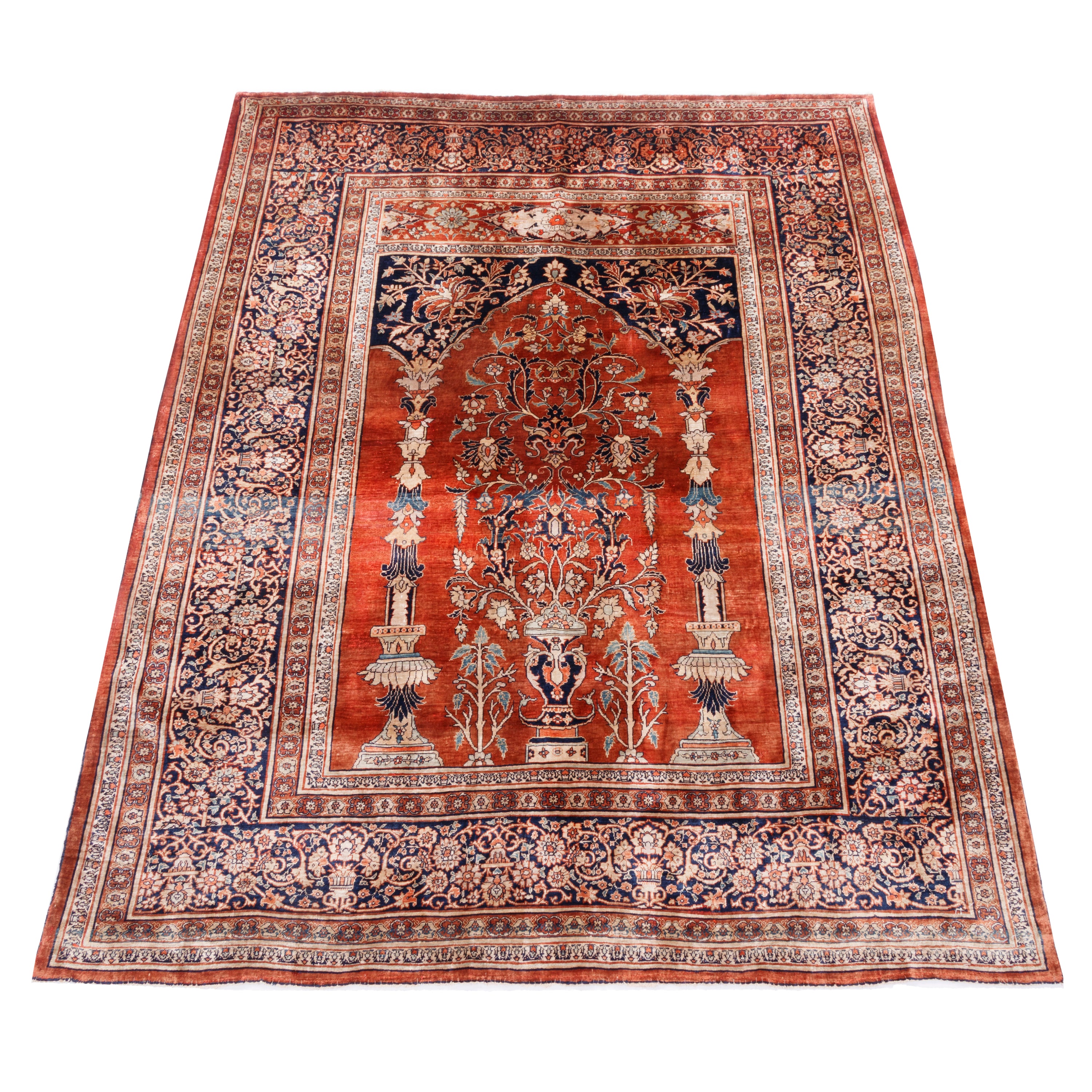 Heris Handmade Carpet — Mehrabi | Full Silk | 123 × 155 cm | SKU 10100040