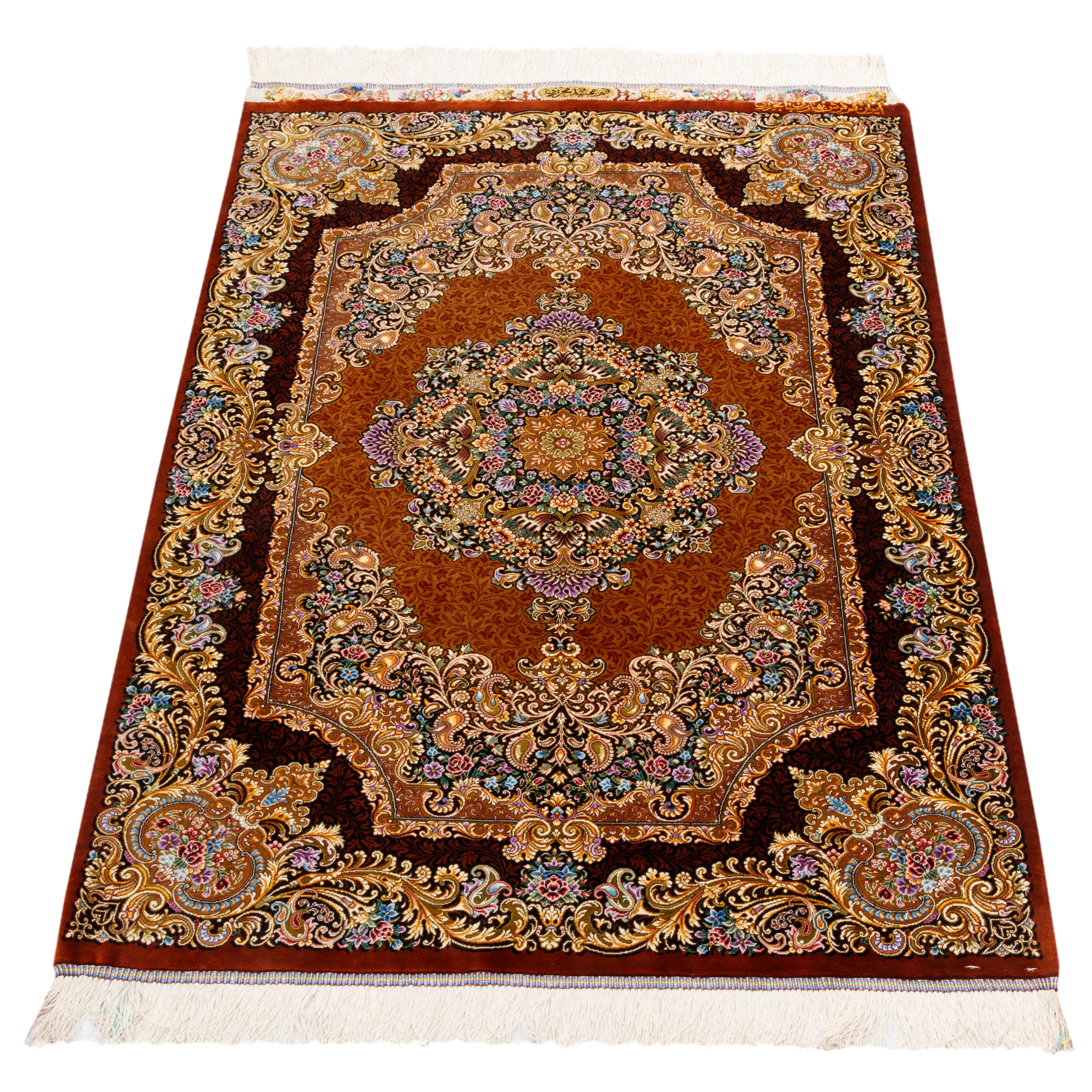 سجادة قم يدوية — لشك ترنج | حرير بالكامل | 80 × 116 سم | SKU 10000243
