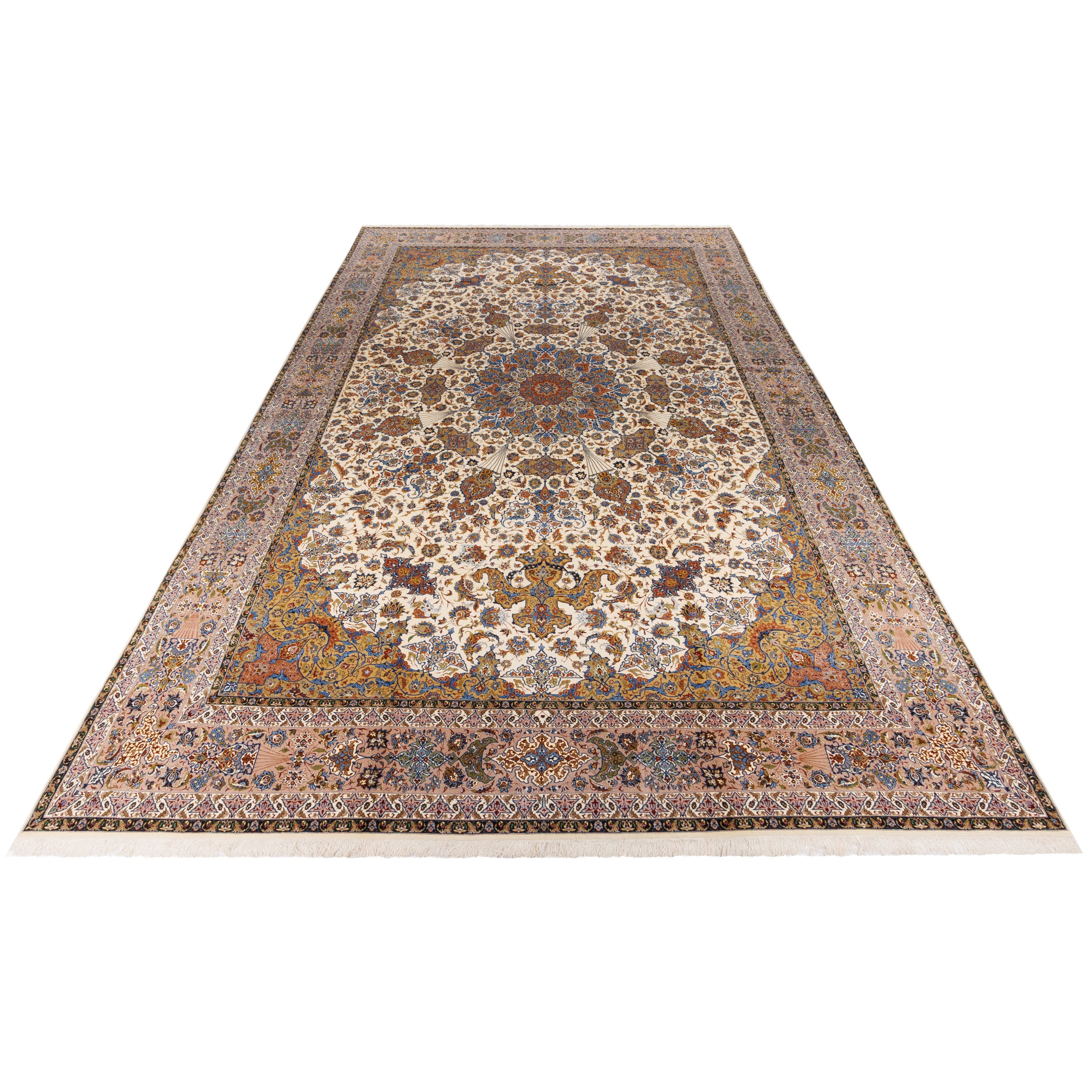 Isfahan Handmade Carpet — Lachak Toranj | Silk Pile / Silk Warp | 403 × 657 cm | SKU 12600719