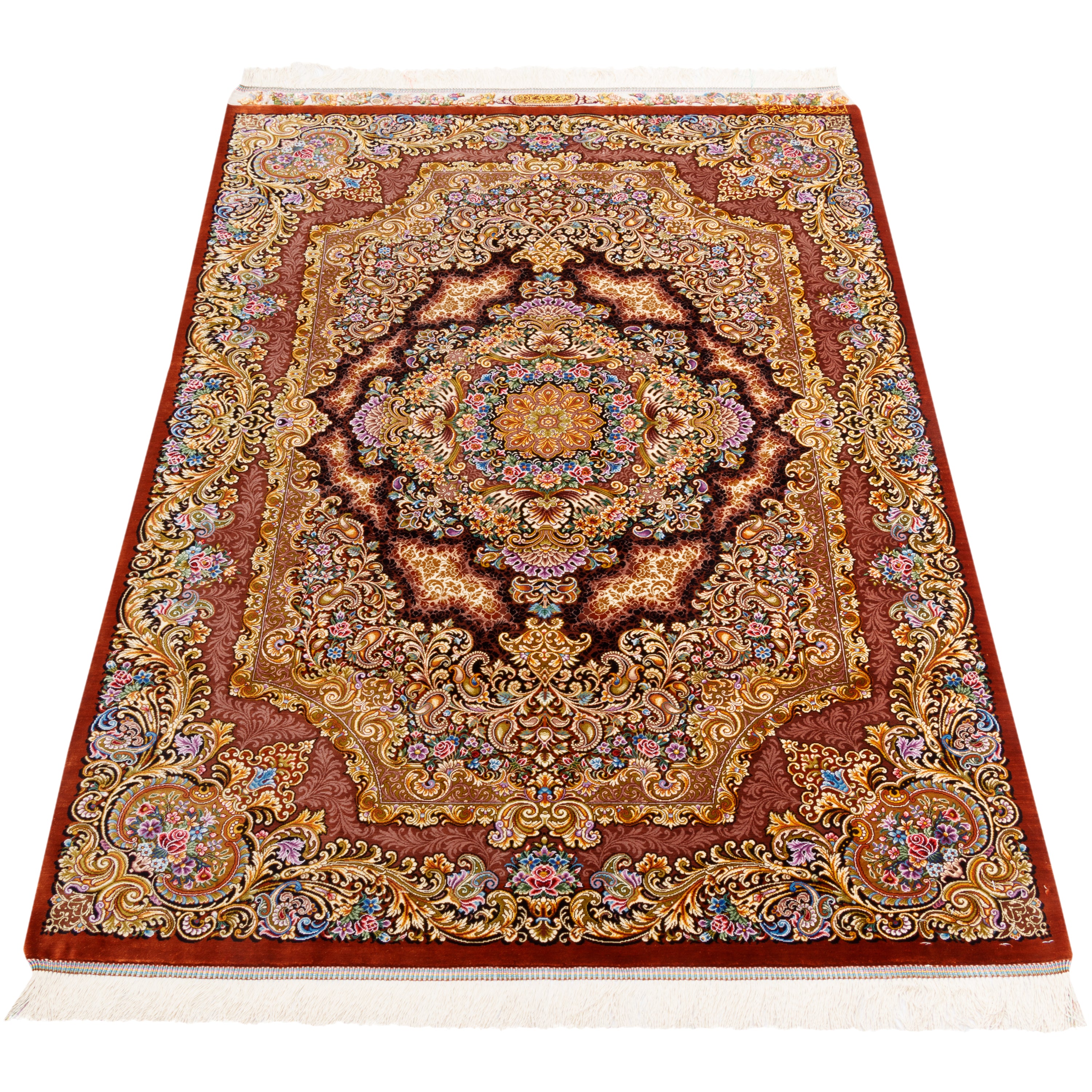 Qom Handmade Carpet — Lachak Toranj | Full Silk | 102 × 150 cm | SKU 10100185