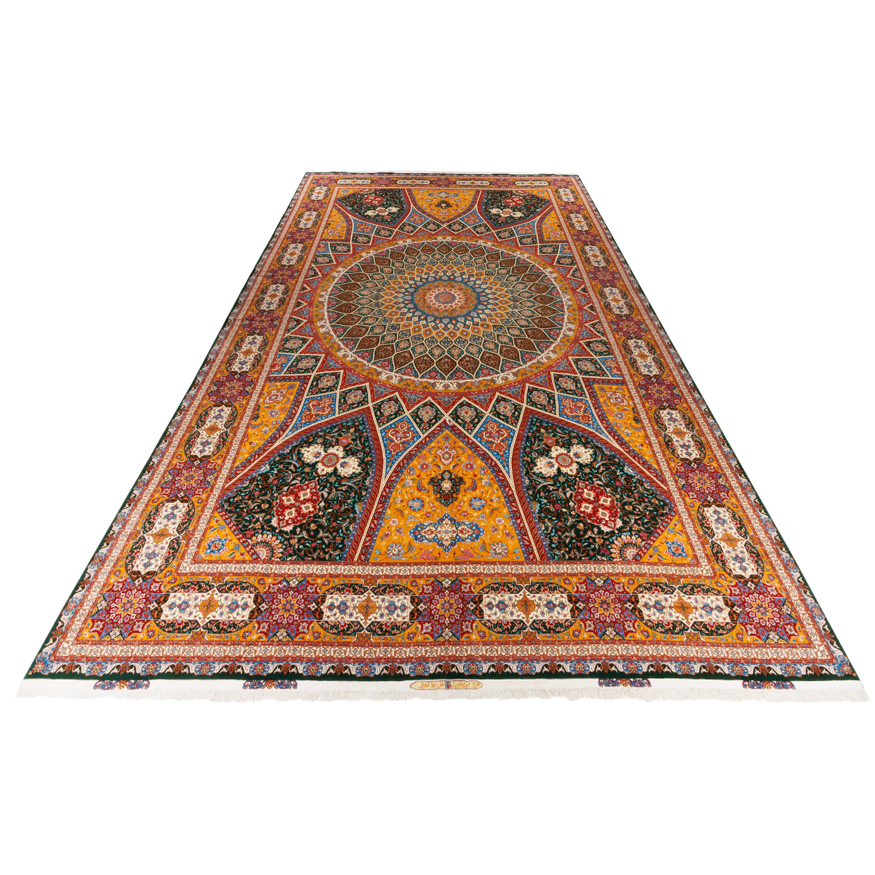 Tabriz Handmade Carpet — Gonbadi | Silk Pile / Silk Warp | 493 × 815 cm | SKU 14000761