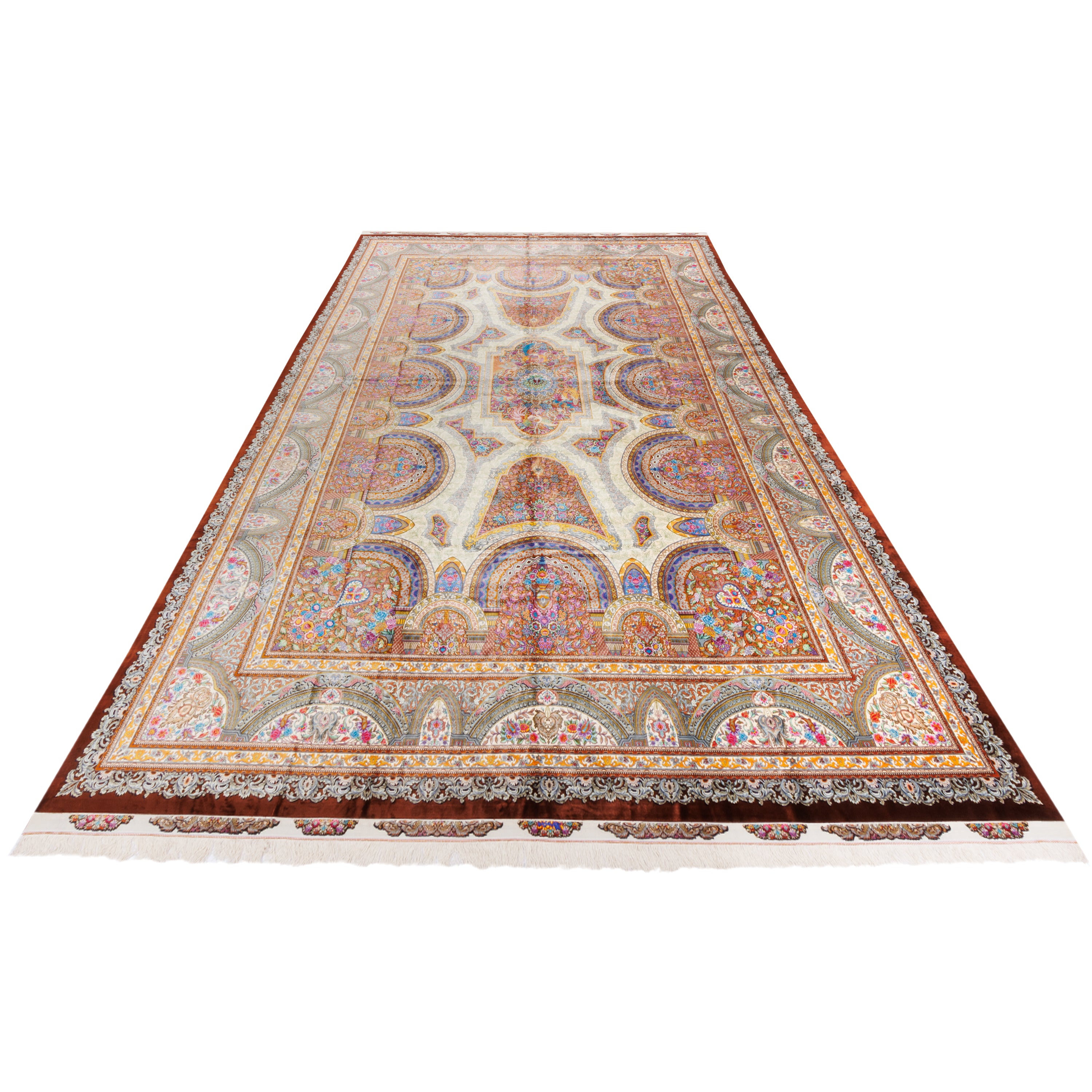 Qom Handmade Carpet — Lachak Toranj | Full Silk | 390 × 615 cm | SKU 12300741