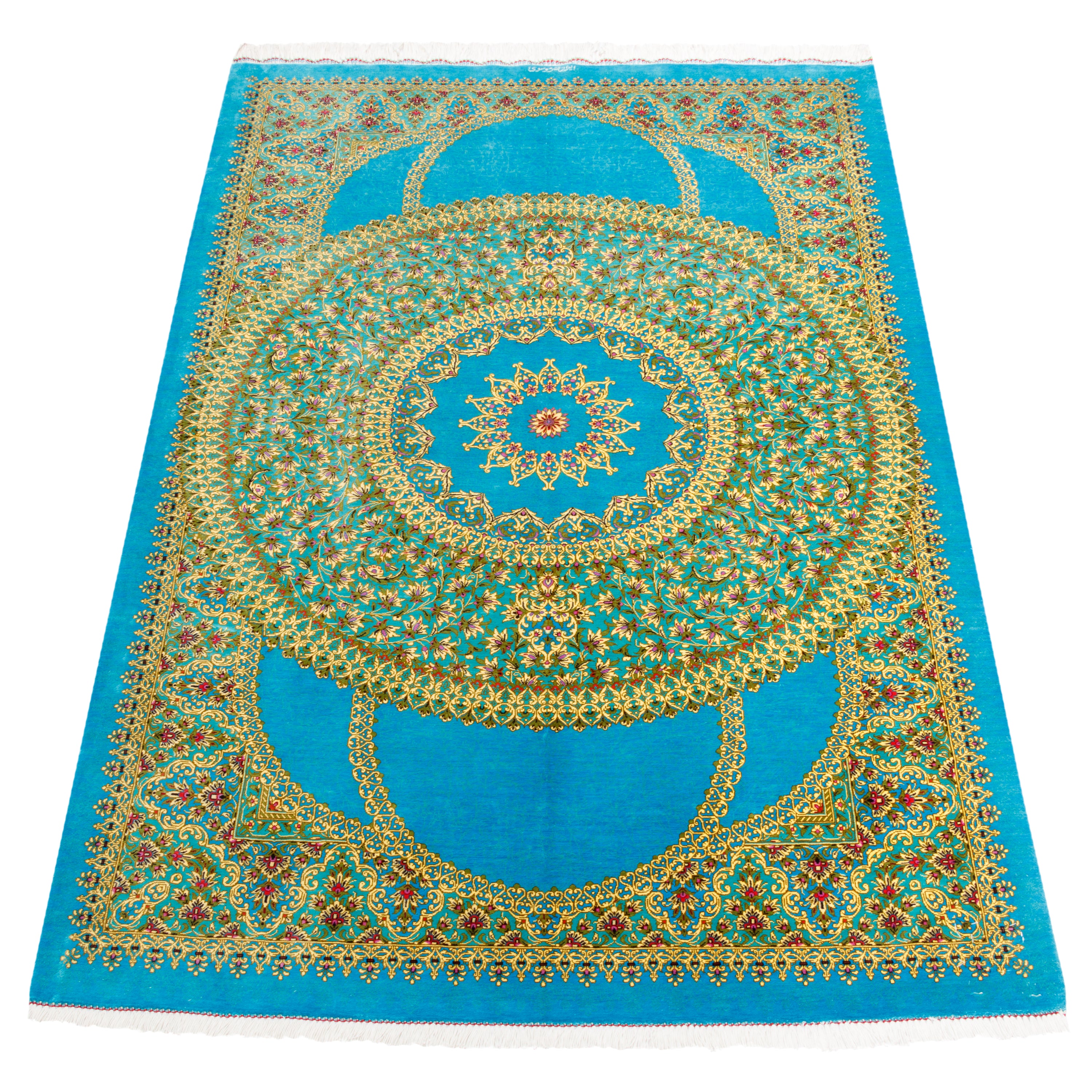 Qom Handmade Carpet — Toranj-dar | Full Silk | 100 × 150 cm | SKU 10100167