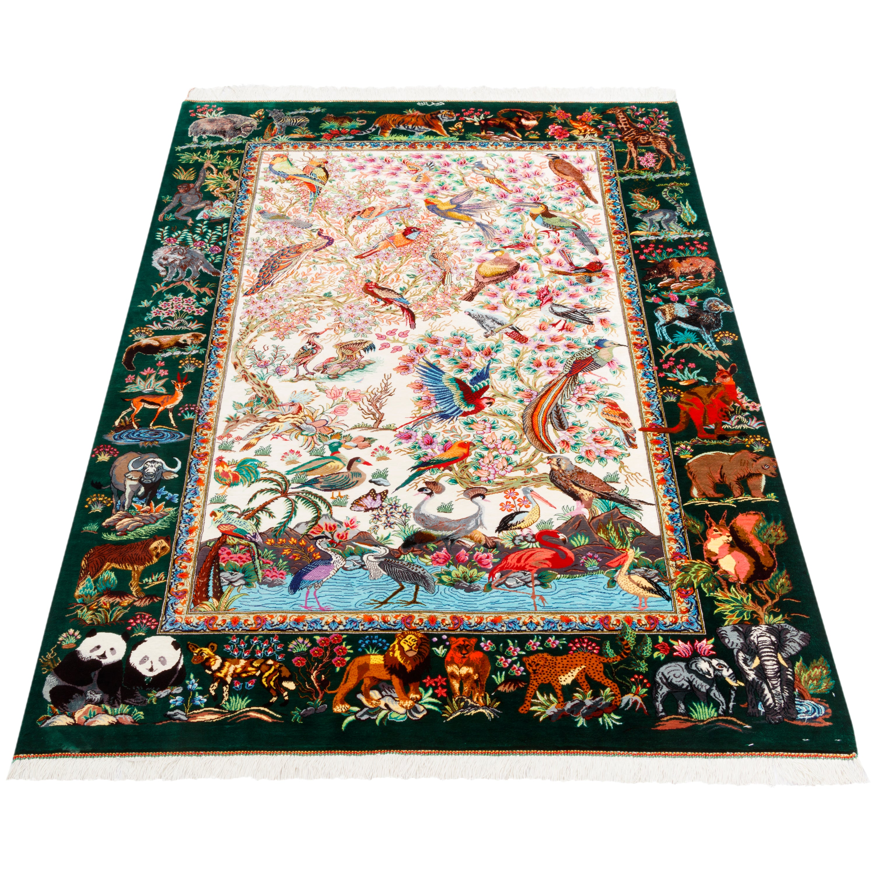 Qom Handmade Carpet — Sarasar | Full Silk | 103 × 156 cm | SKU 10100205