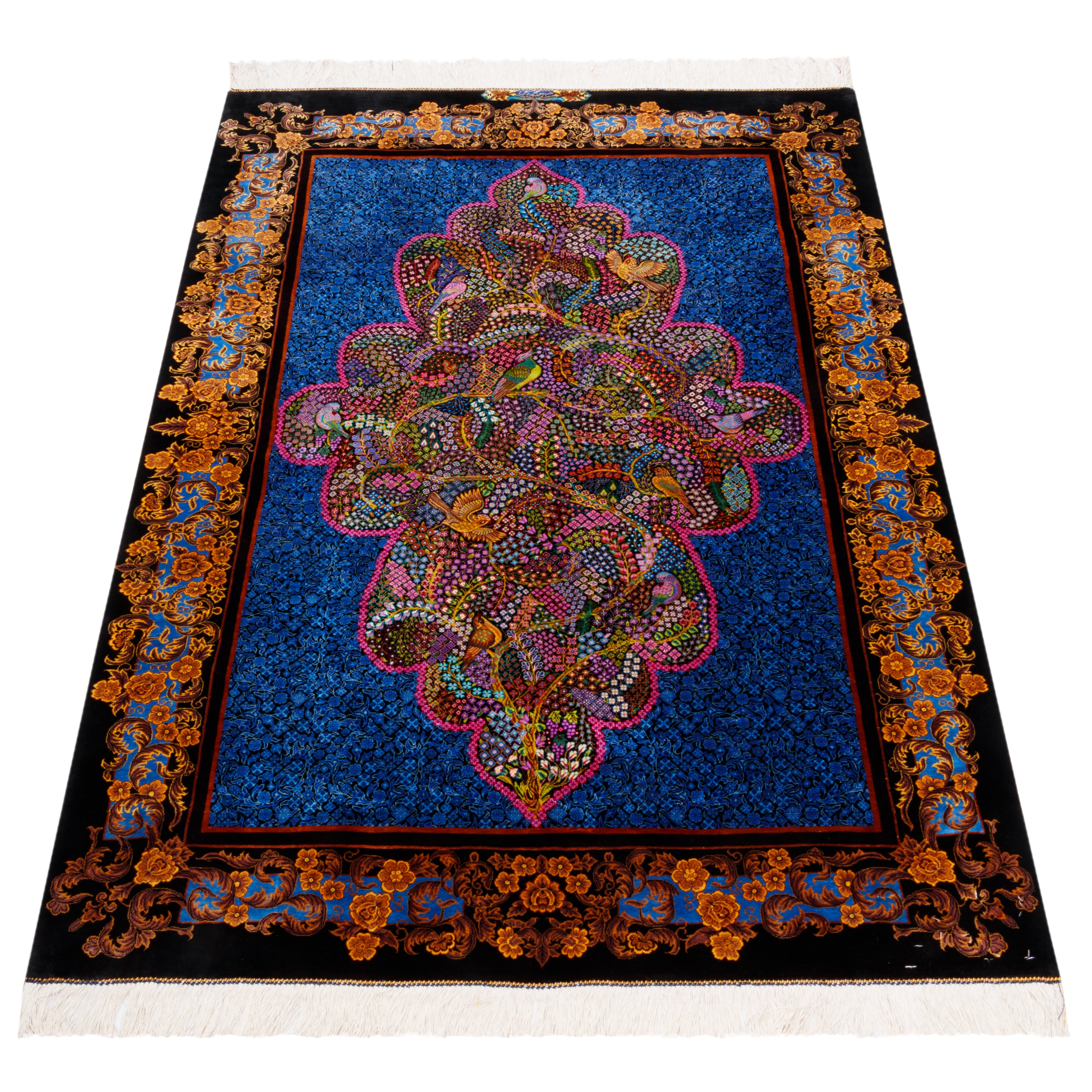 Qom Handmade Carpet — Toranj-dar | Full Silk | 104 × 152 cm | SKU 10100188