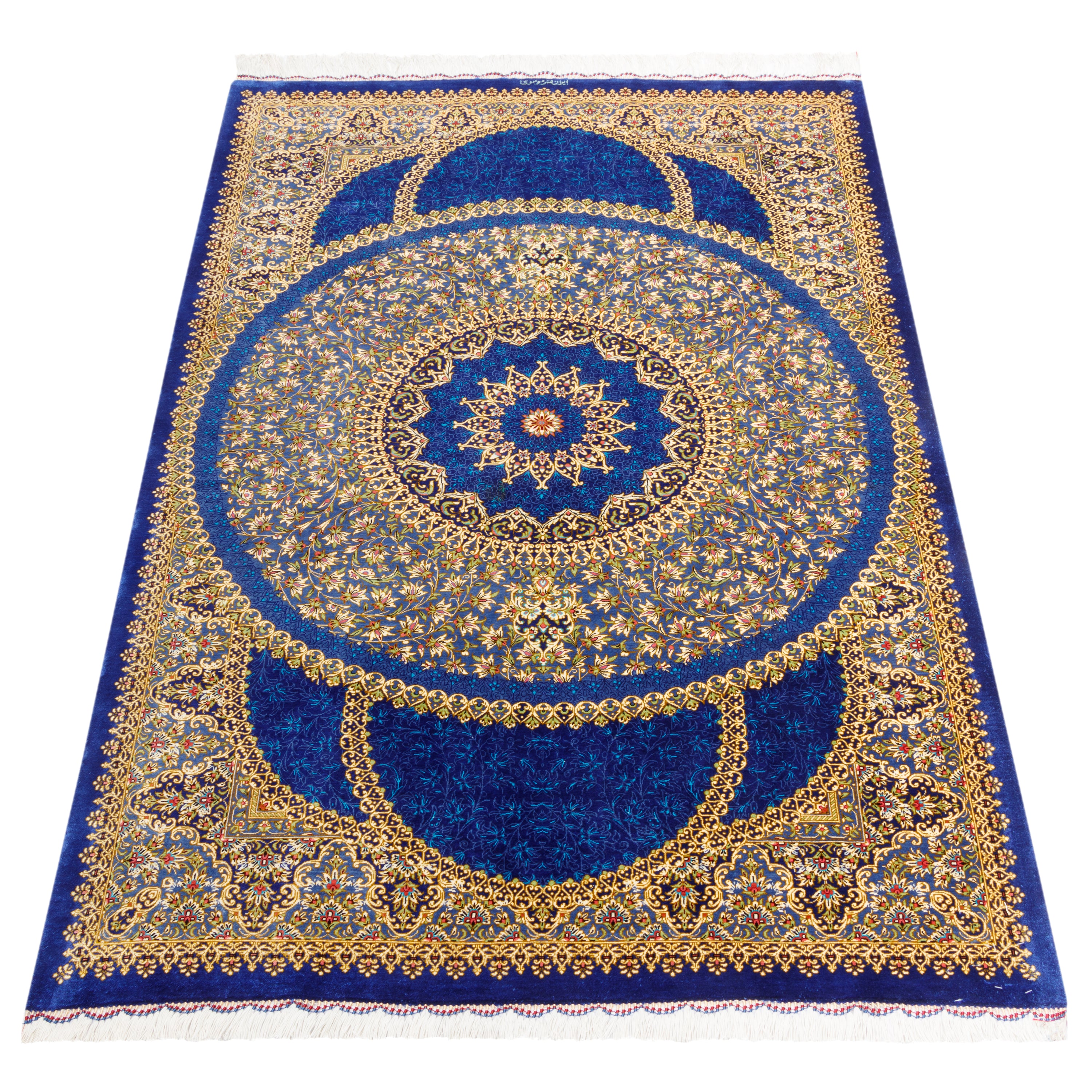 Qom Handmade Carpet — Toranj-dar | Full Silk | 100 × 150 cm | SKU 10100178