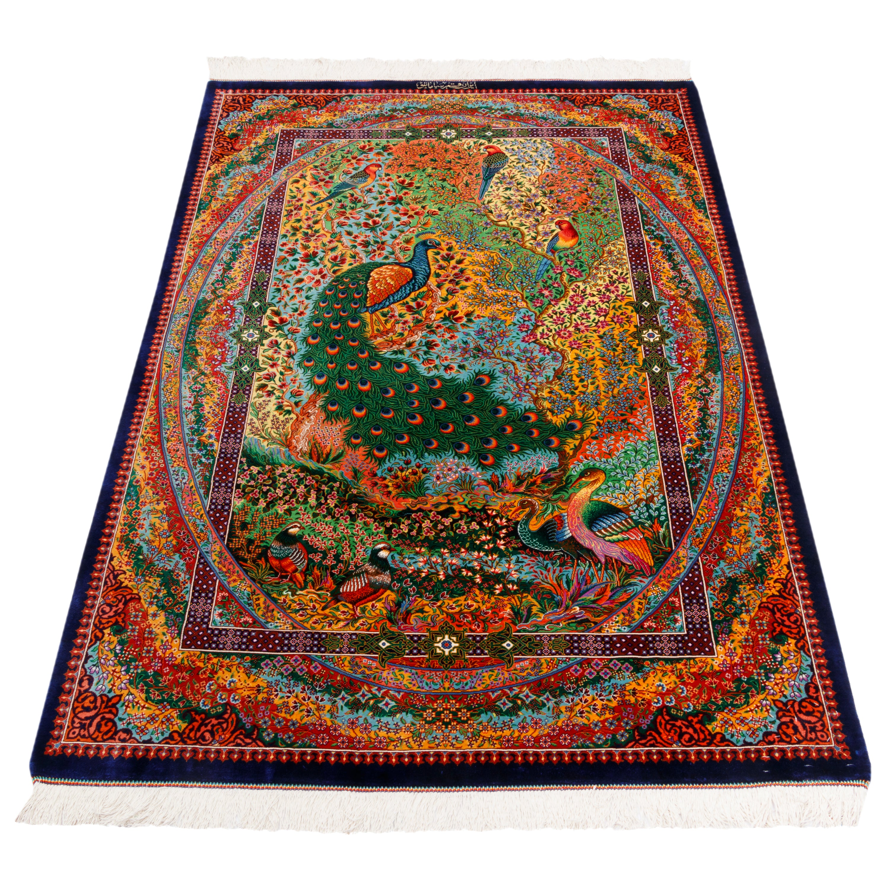 Qom Handmade Carpet — Sarasar | Full Silk | 103 × 154 cm | SKU 10100211