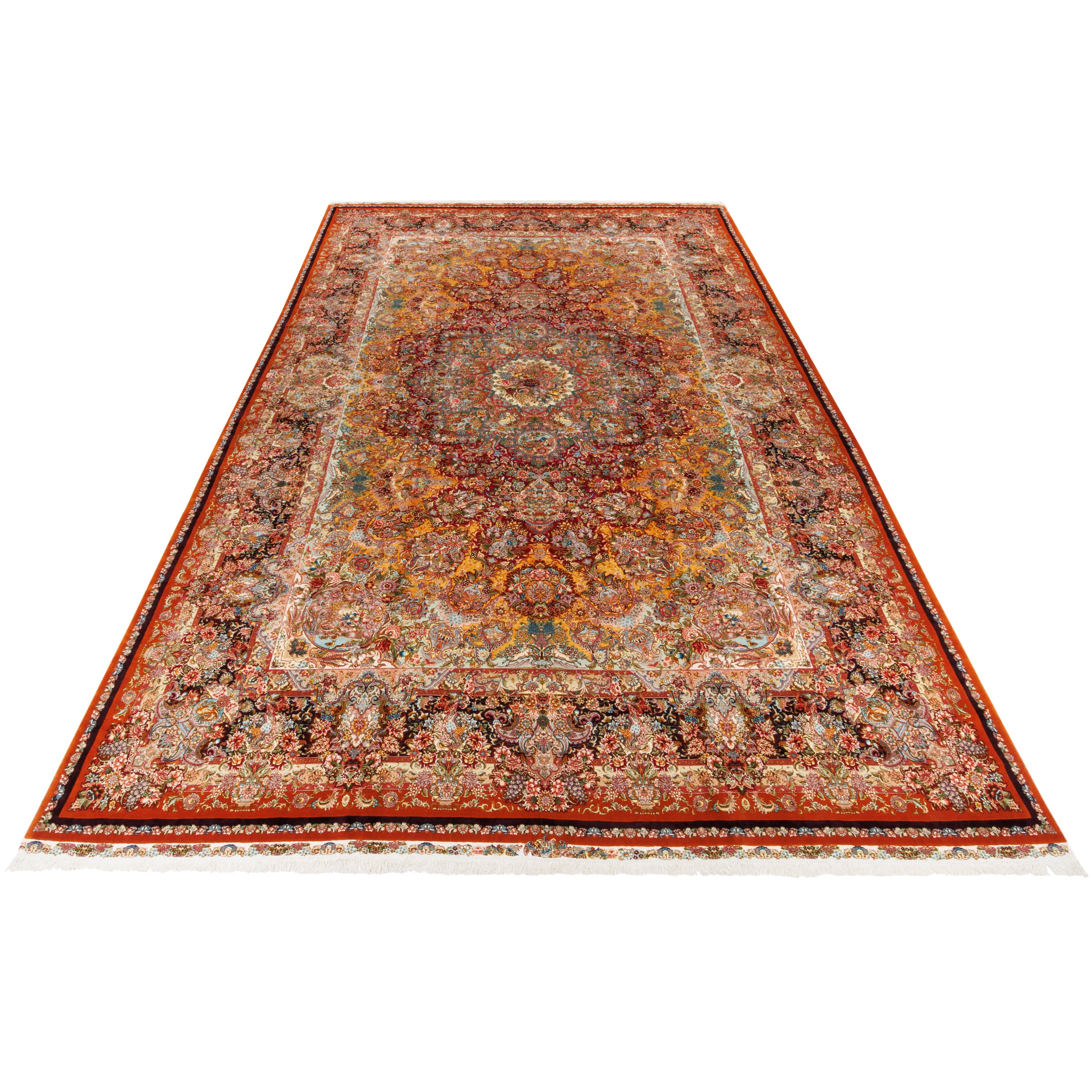 Tabriz Handmade Carpet — Lachak Toranj | Silk Pile / Silk Warp | 389 × 607 cm | SKU 12300732