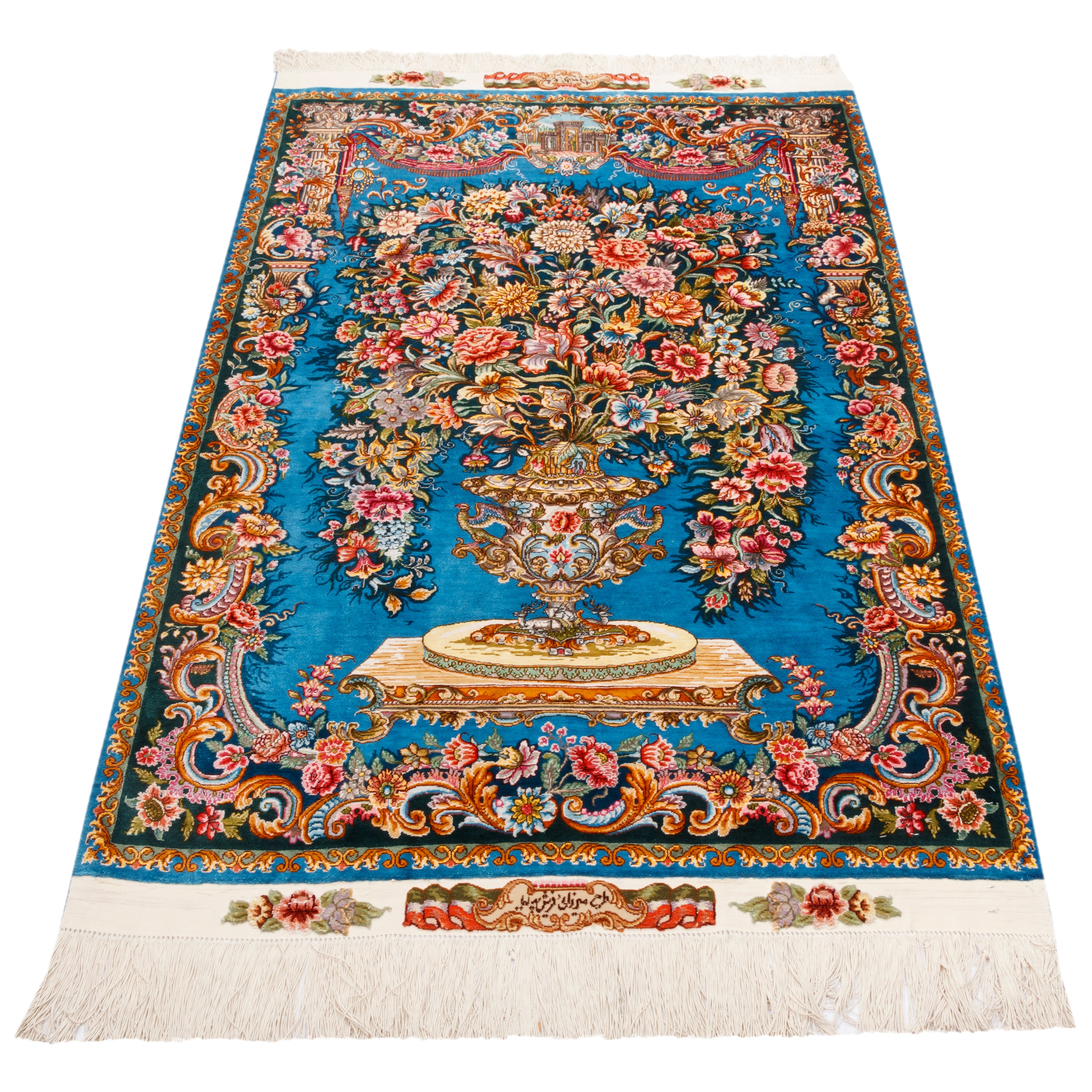 Qom Handmade Carpet — Goldani | Full Silk | 100 × 160 cm | SKU 10100213