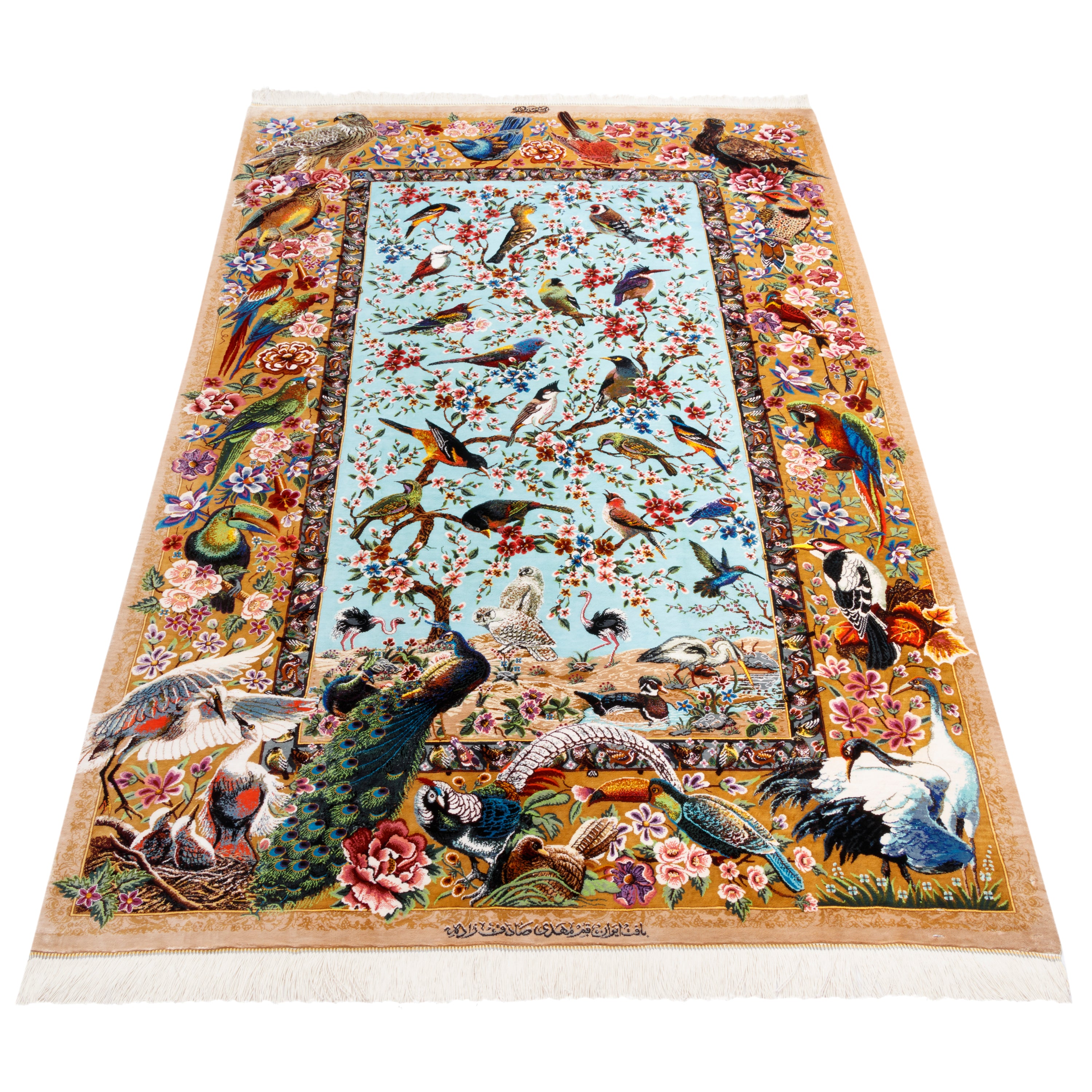 Qom Handmade Carpet — Sarasar | Full Silk | 110 × 173 cm | SKU 10100198