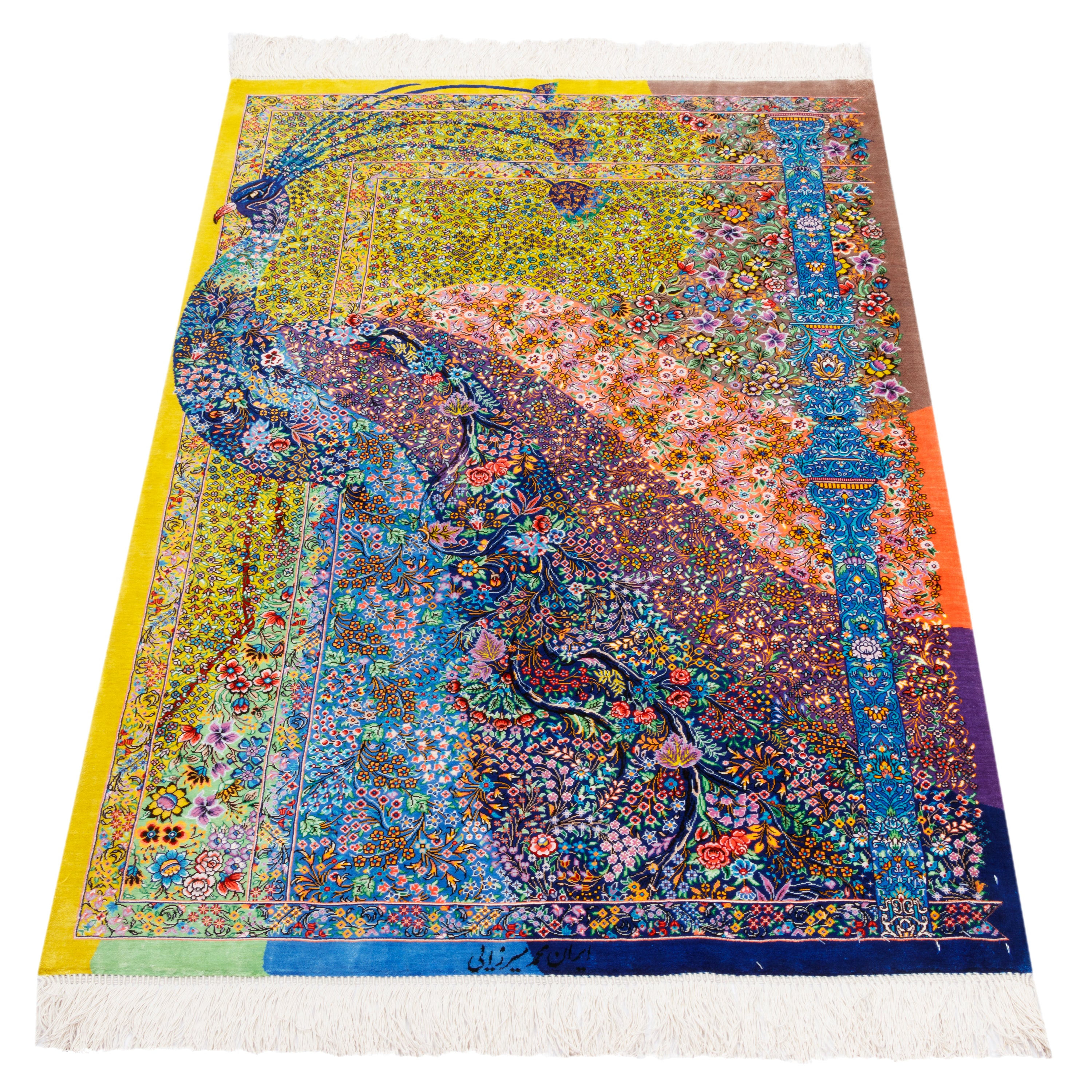 Qom Handmade Carpet — Sarasar | Full Silk | 77 × 118 cm | SKU 10000222