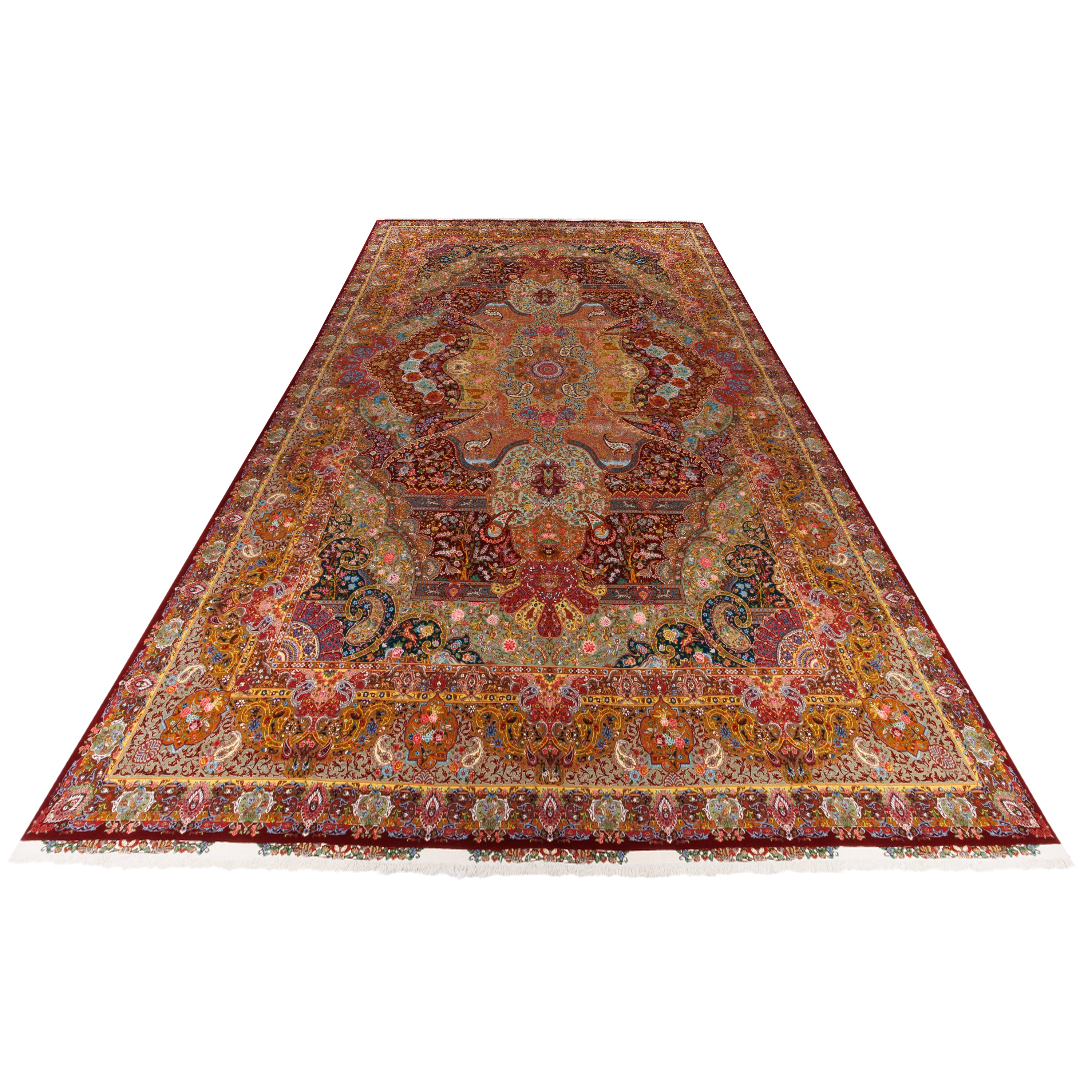 Tabriz Handmade Carpet — Lachak Toranj | Silk Pile / Silk Warp | 490 × 810 cm | SKU 13900754