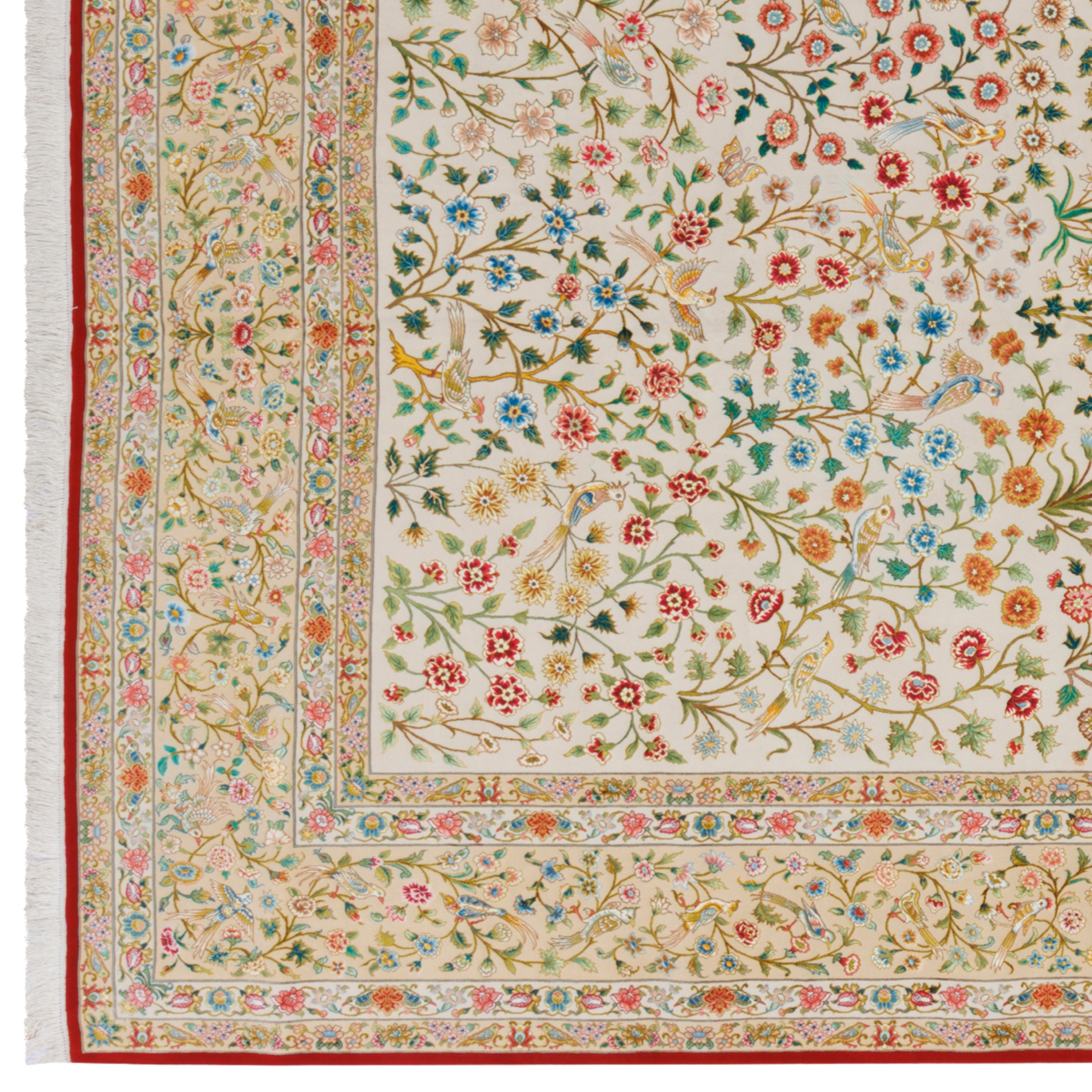 سجادة تبريز يدوية — ساراسار | خيط الحرير / سداة الحرير | 200 × 304 سم | رمز المنتج 10600110