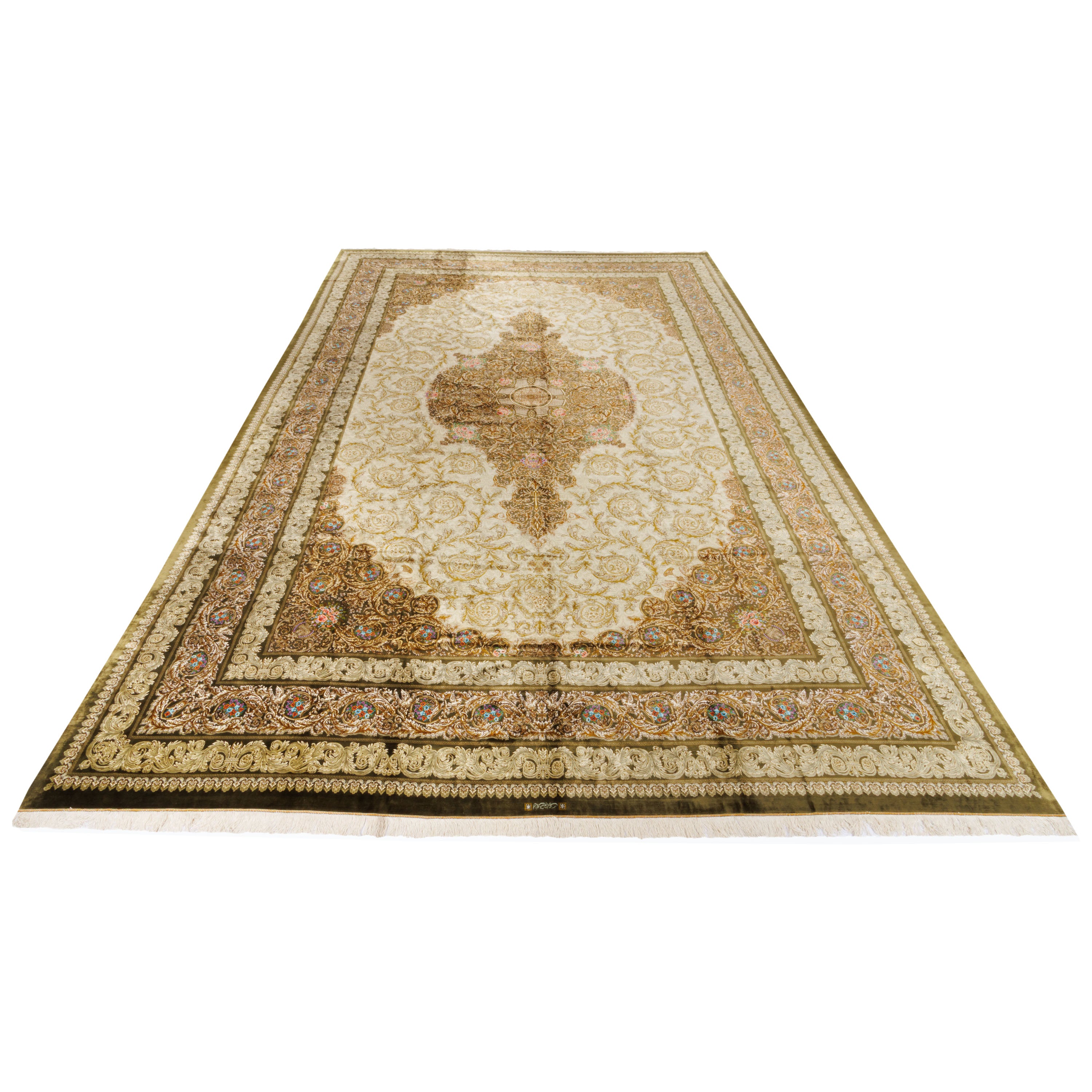 Qom Handmade Carpet — Lachak Toranj | Full Silk | 397 × 596 cm | SKU 12300739