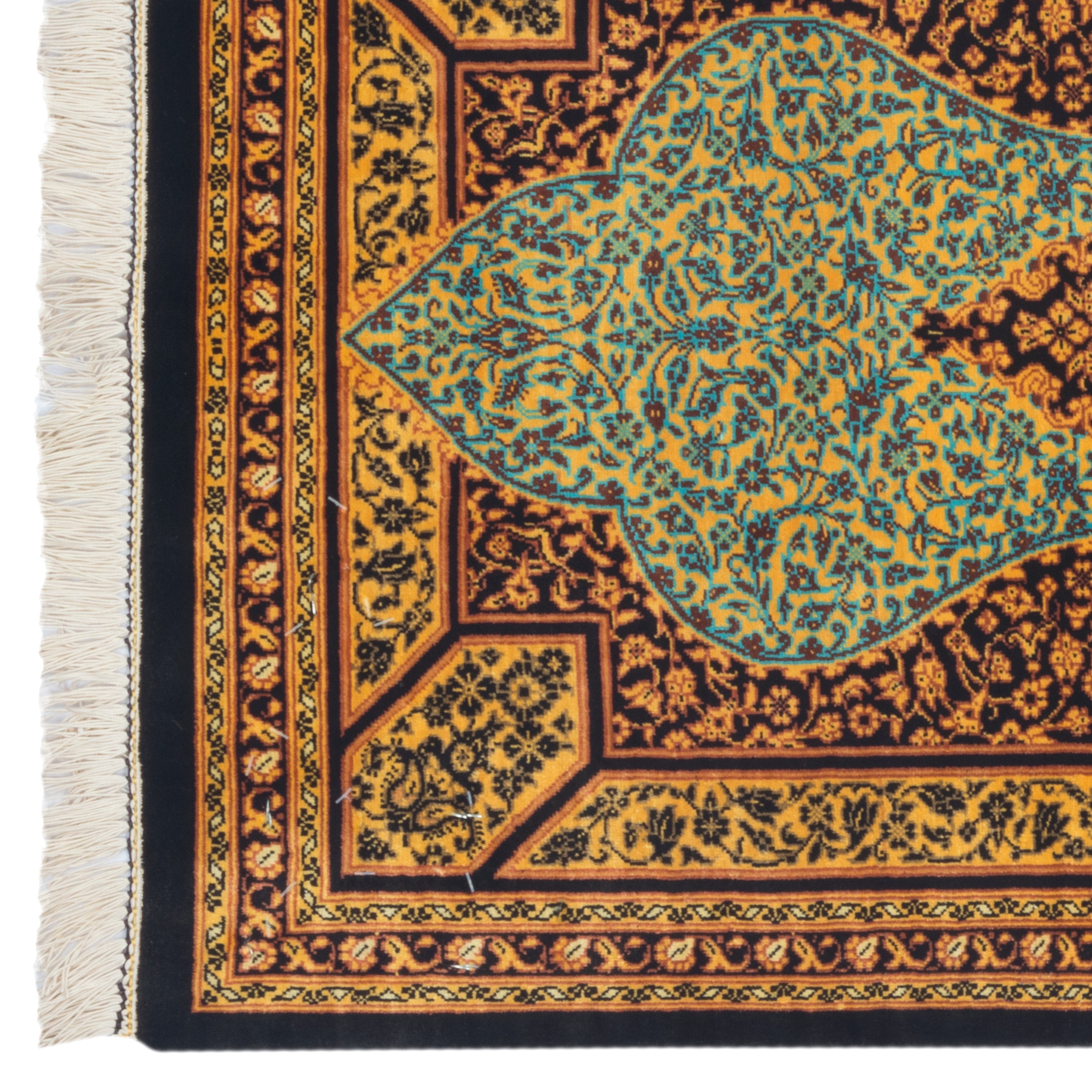 Qom Handmade Carpet — Lachak Toranj | Full Silk | 47 × 94 cm | SKU 10000249