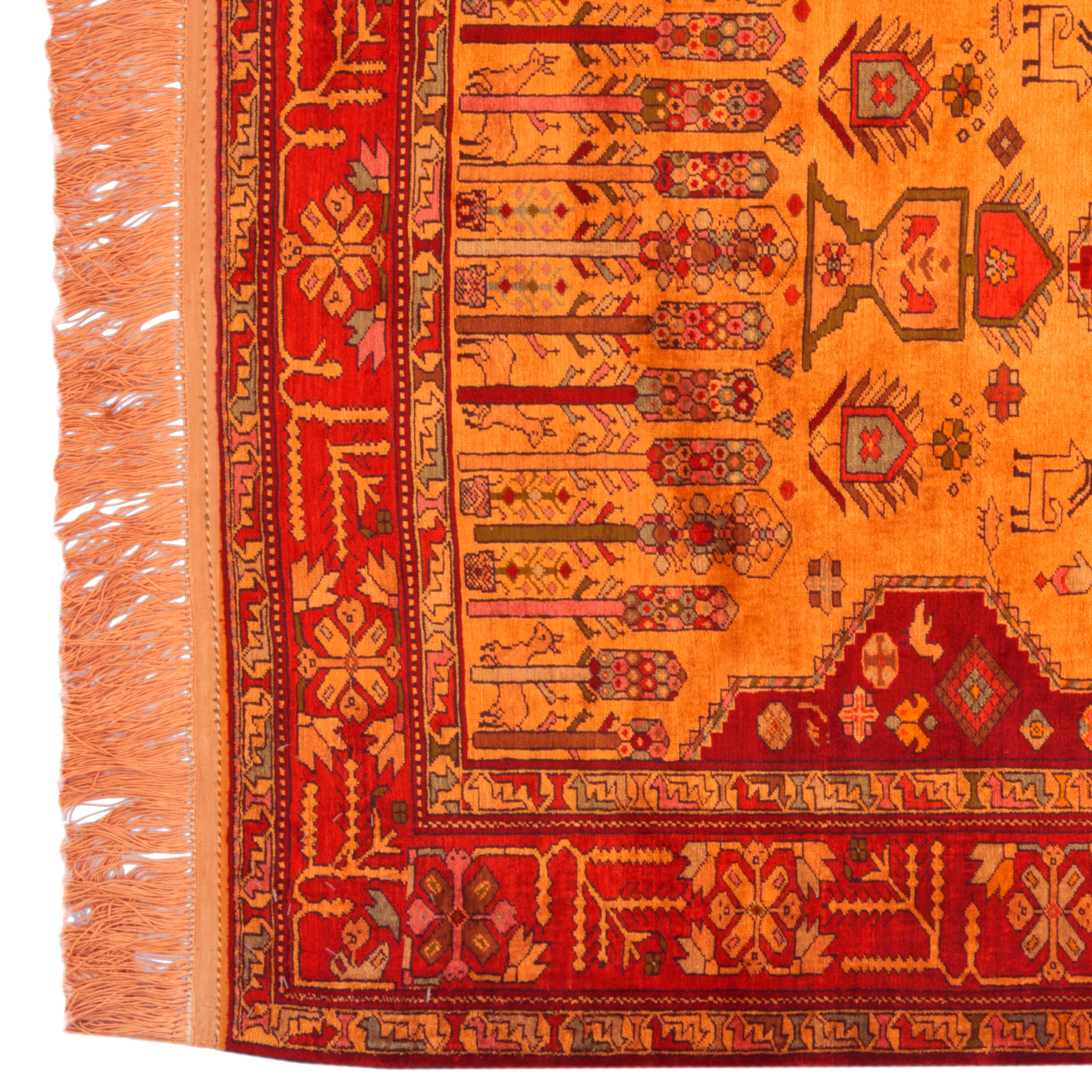 سجاد سرخس اليدوي — طرح ترنج | حرير بالكامل | 88 × 117 سم | رمز المنتج 10100218