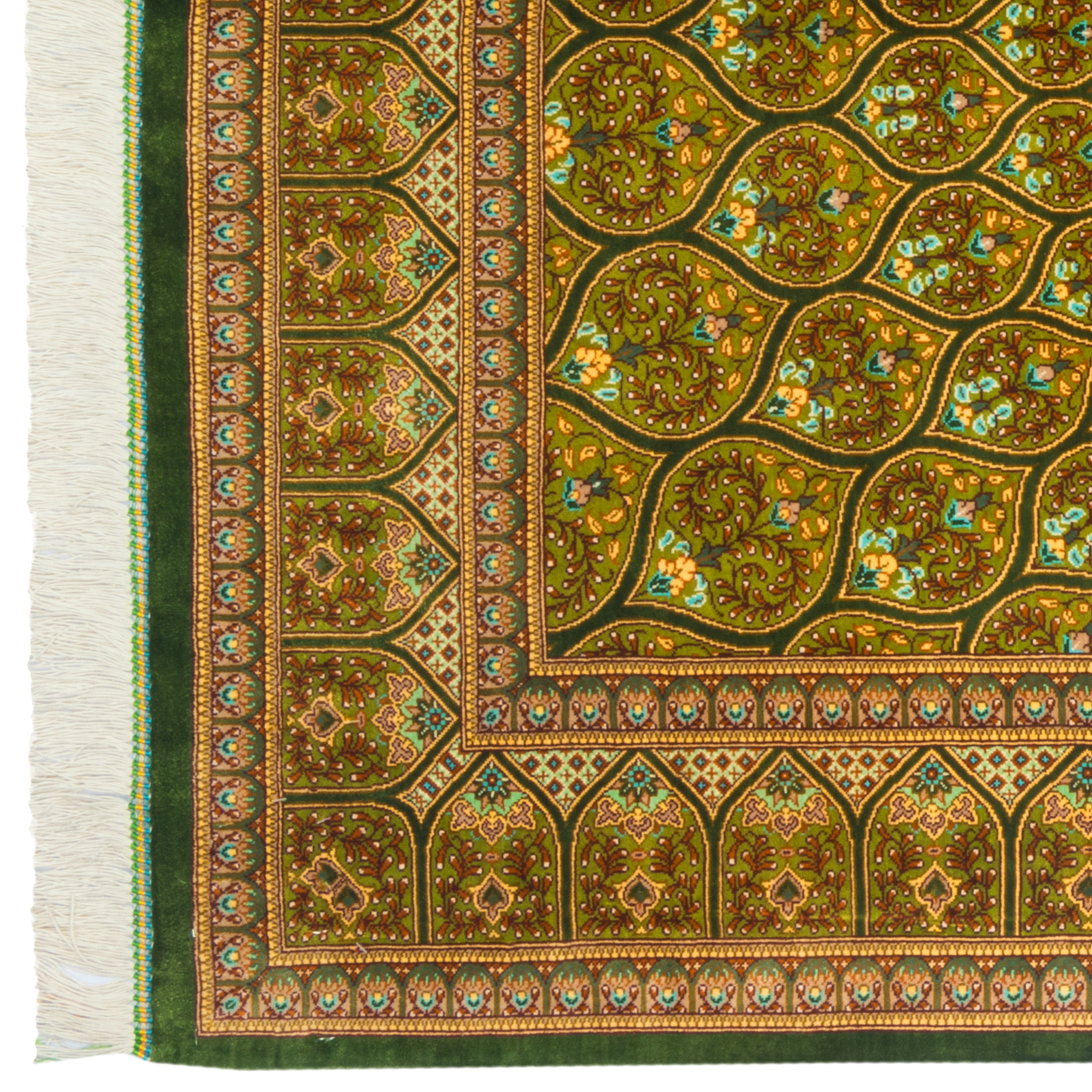 Qom Handmade Carpet — Gonbadi | Full Silk | 150 × 100 cm | SKU 10100158