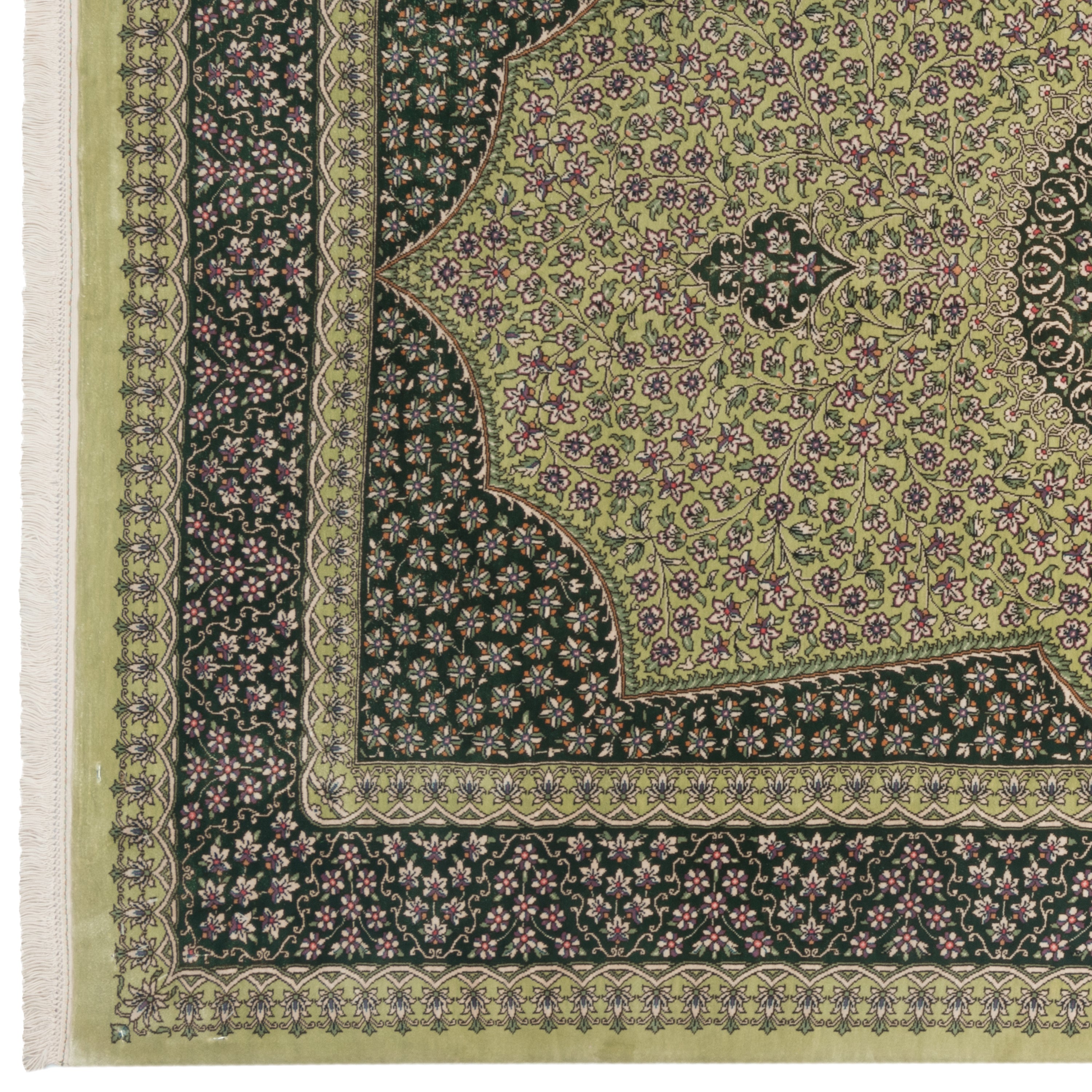 Qom Handmade Carpet — Toranj-dar | Full Silk | 100 × 145 cm | SKU 10100181