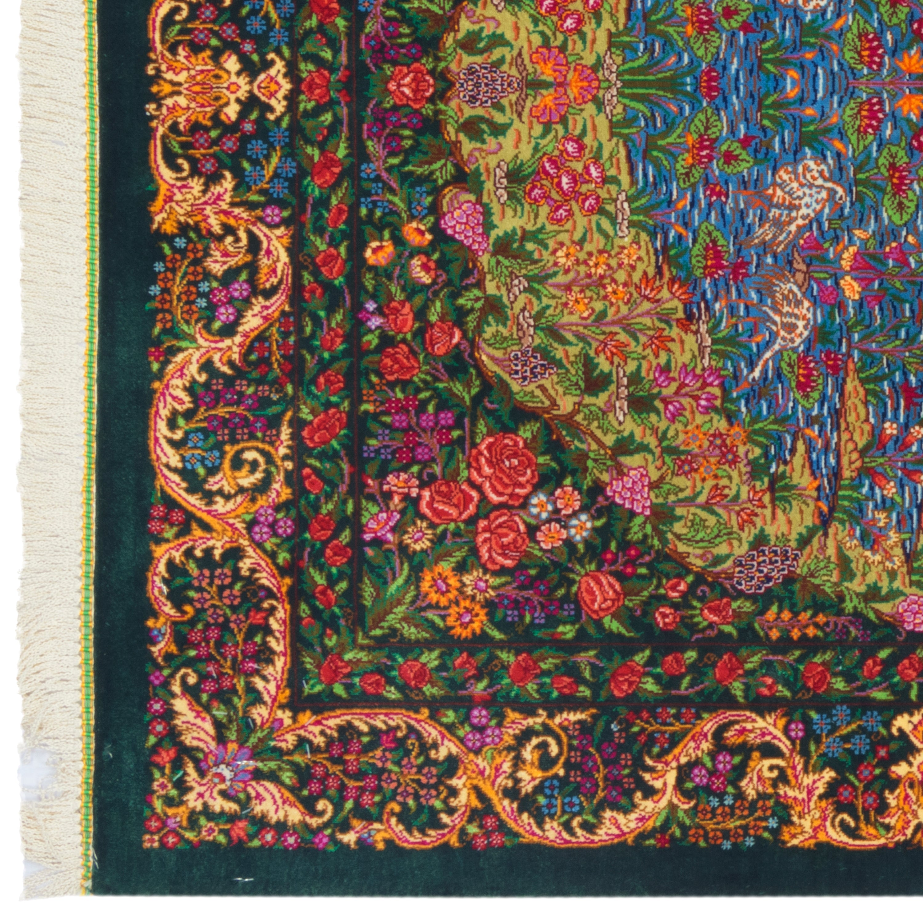 سجادة قم يدوية - ساراسار | حرير كامل | 80 × 120 سم | رمز المنتج 10000245
