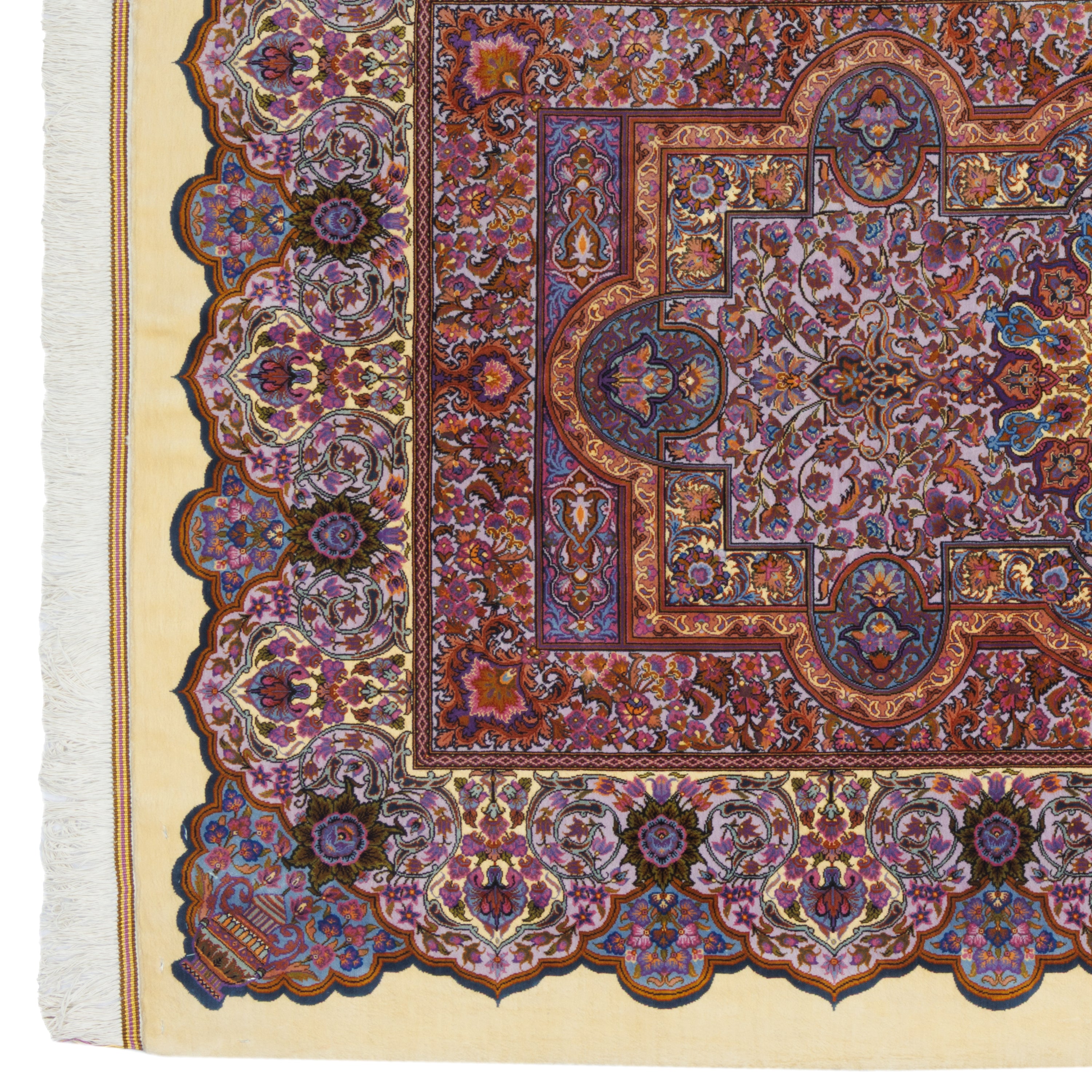 Qom Handmade Carpet — Toranj-dar | Full Silk | 100 × 151 cm | SKU 10100187