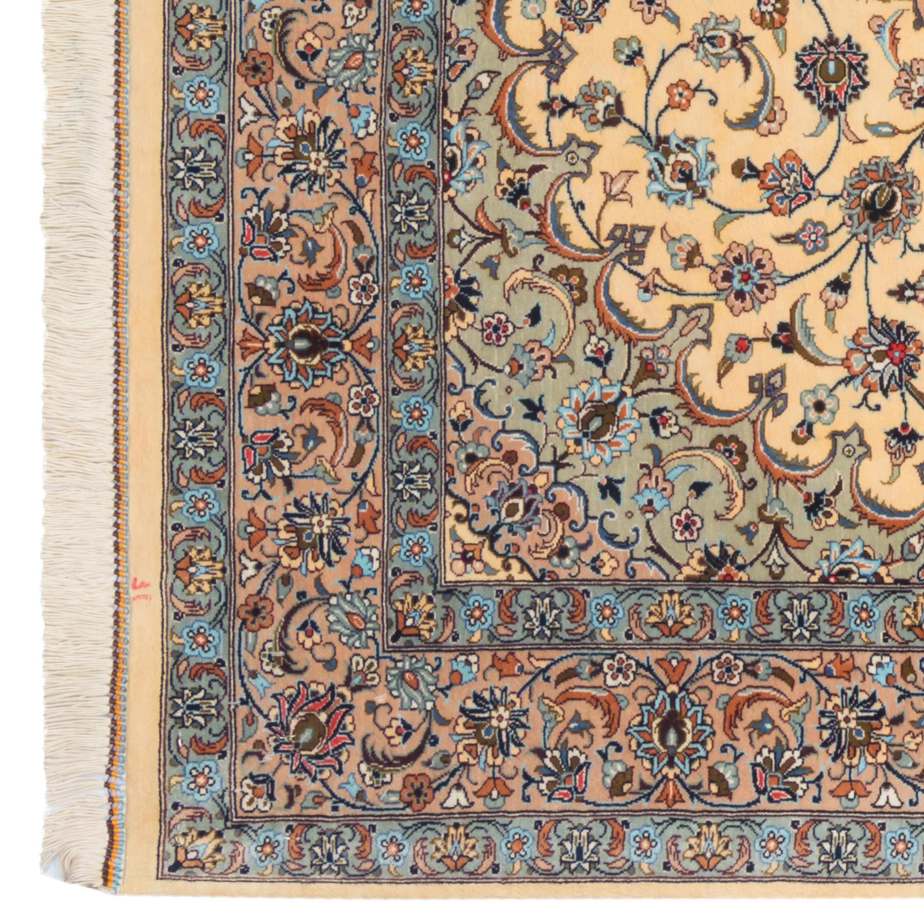 Kashan Handmade Carpet — Lachak Toranj | Full Silk | 100 × 142 cm | SKU 10100156