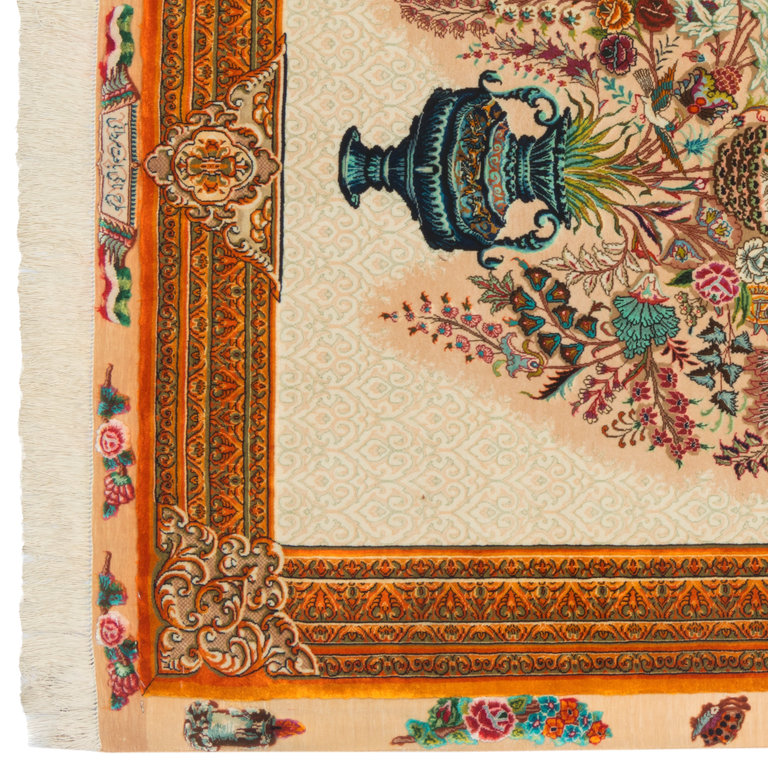 Qom Handmade Carpet — Goldani | Full Silk | 106 × 150 cm | SKU 10100183