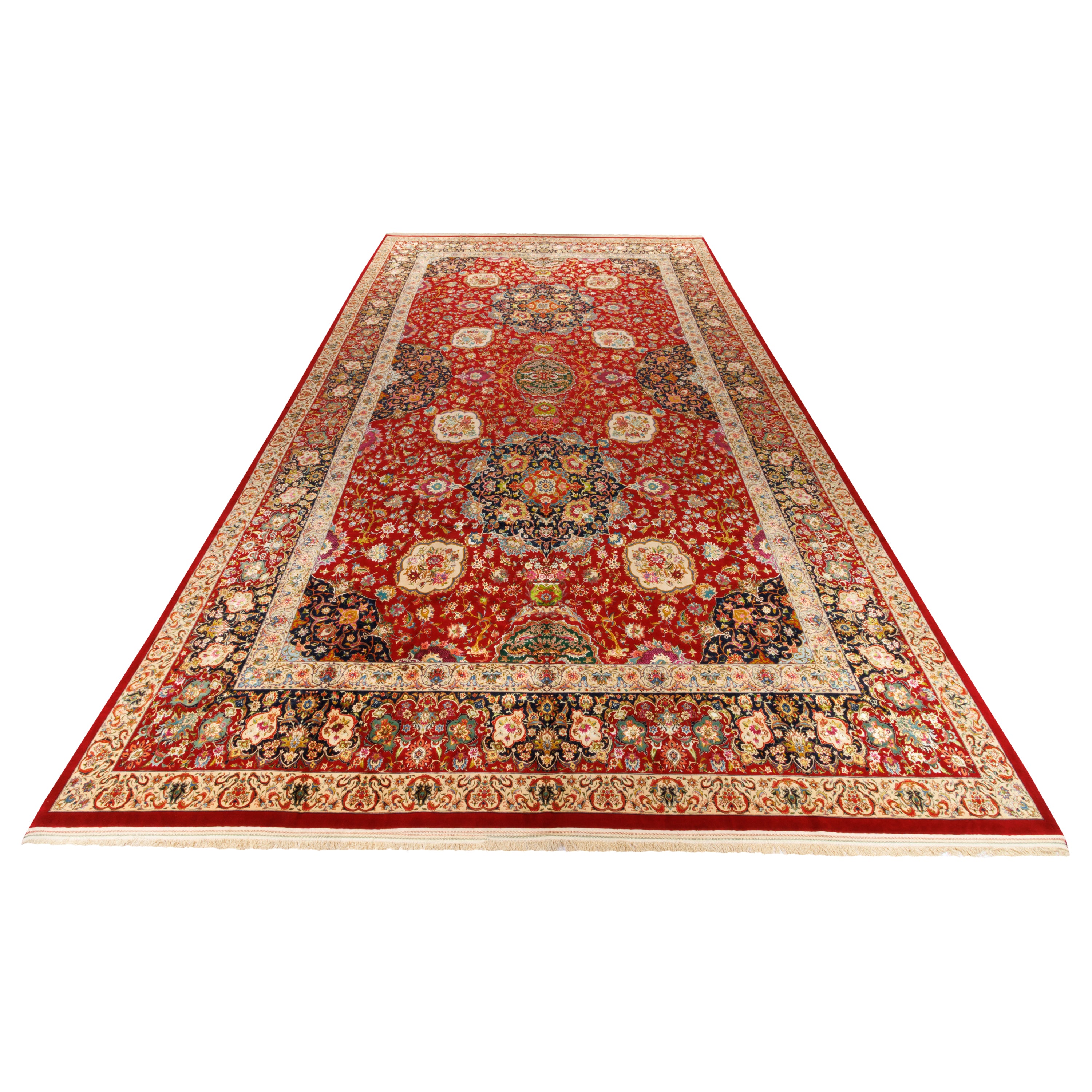 سجاد تبريز اليدوي — طرح ترنج | وبر حرير / سداة حرير | 492 × 797 سم | SKU 13900764