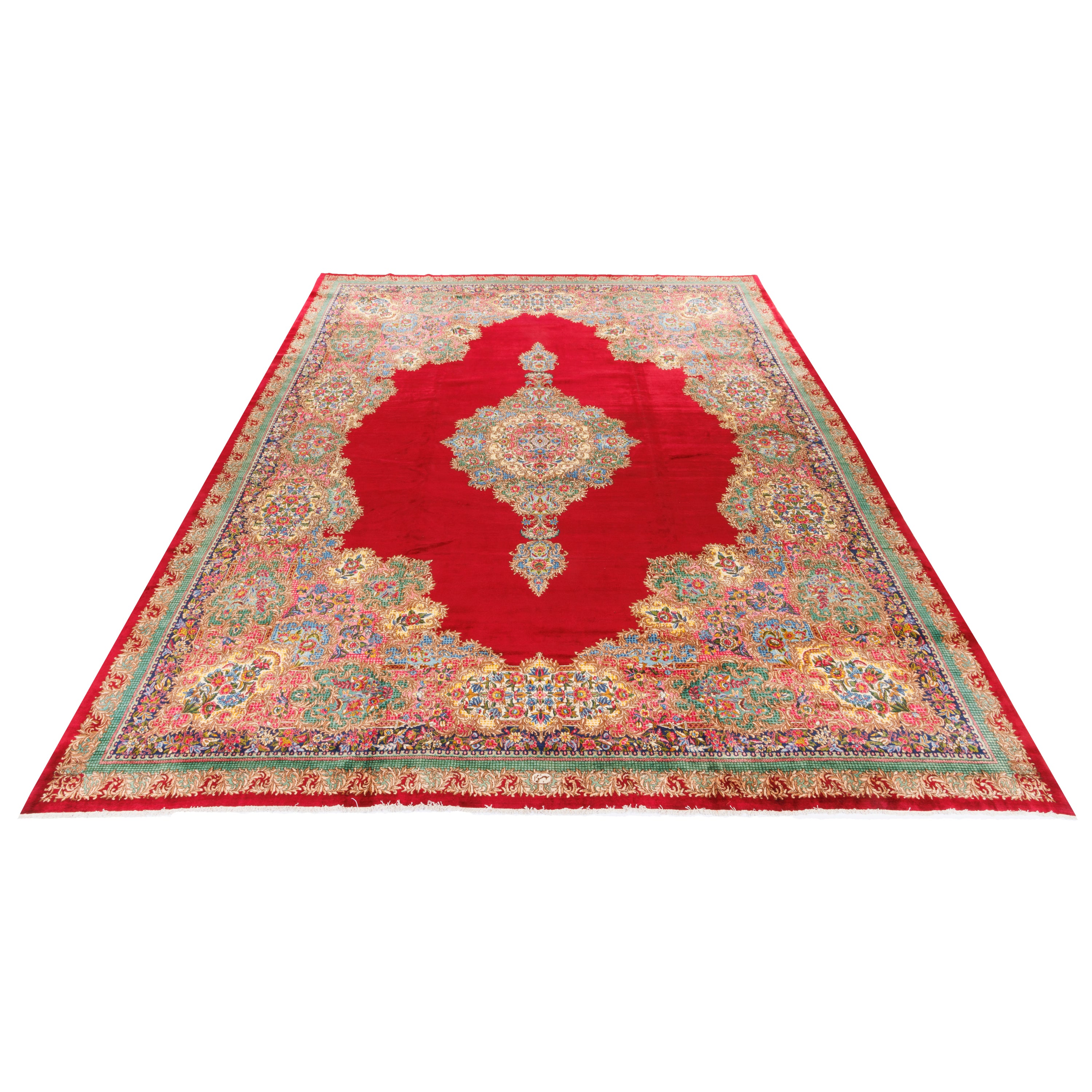 Kerman Handmade Carpet — Kaf Sadeh | Wool / Cotton Warp | 410 × 493 cm | SKU 12000622