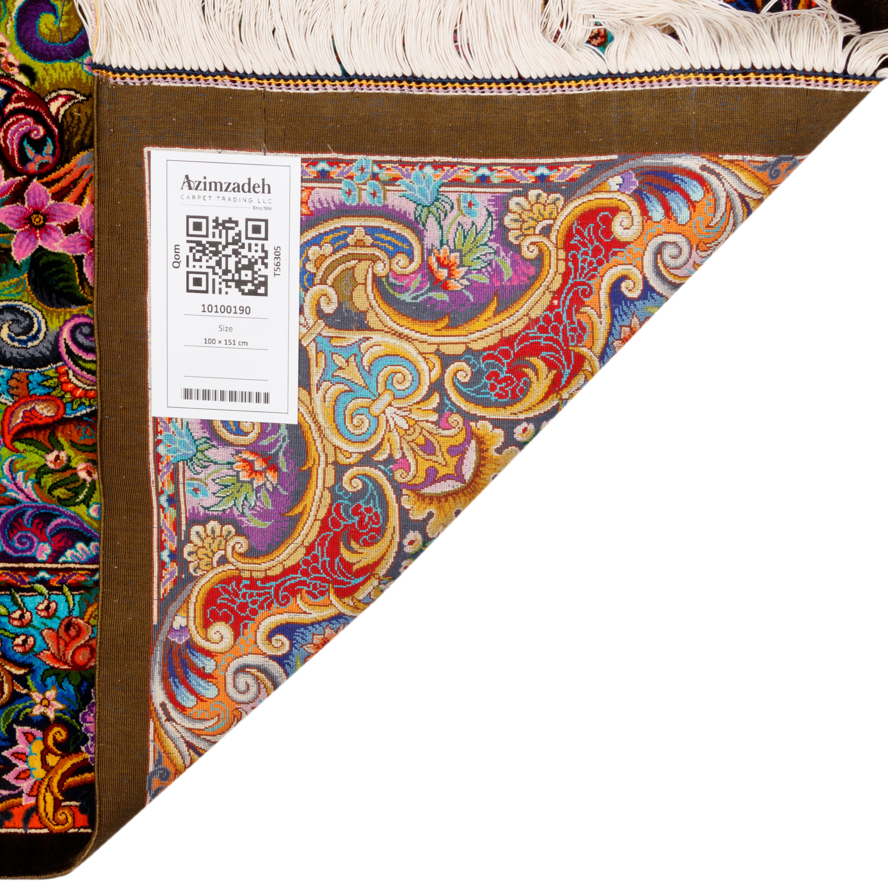 Qom Handmade Carpet — Lachak Toranj | Full Silk | 100 × 151 cm | SKU 10100190